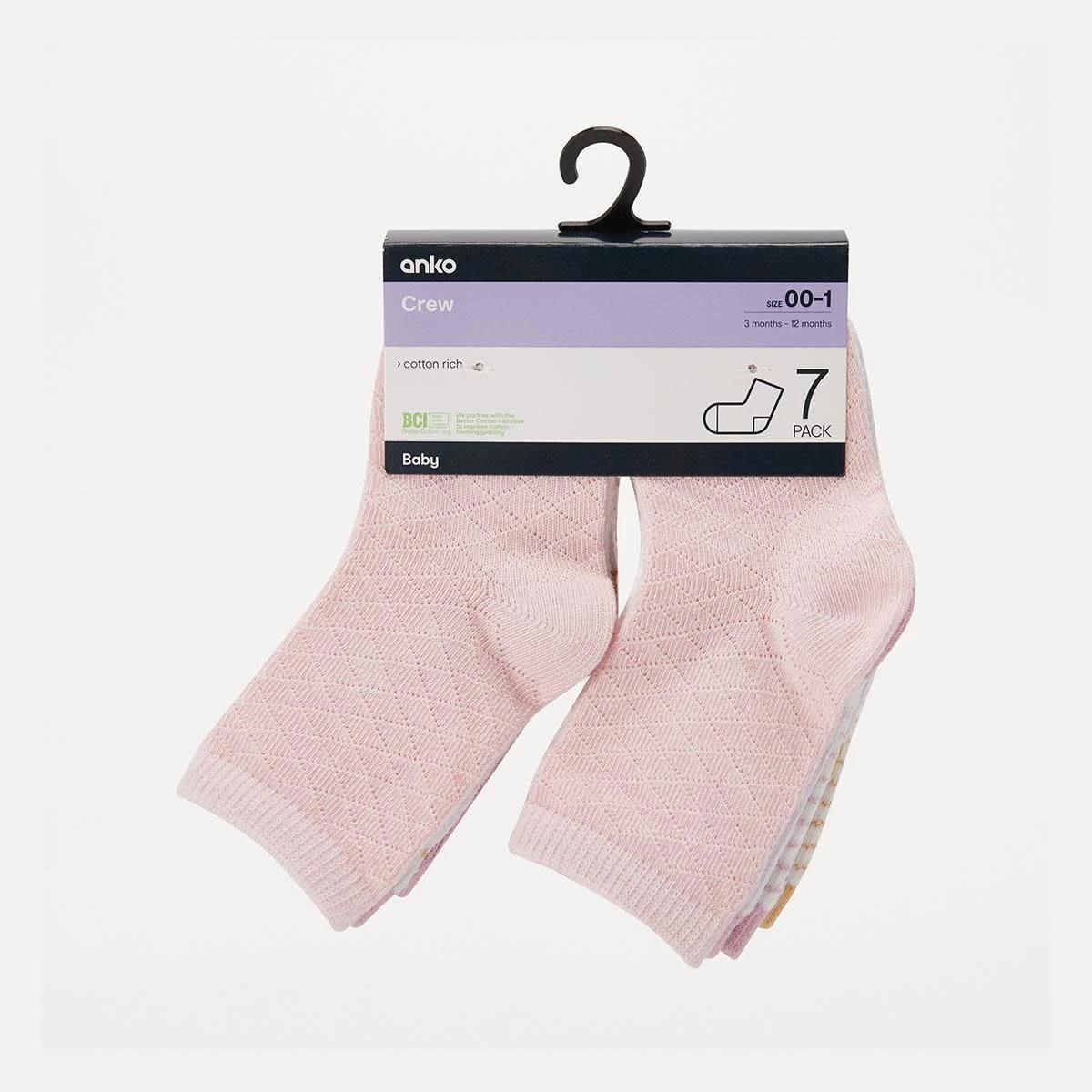 3 7 Pack Crew Socks Floral A, 3 of 3