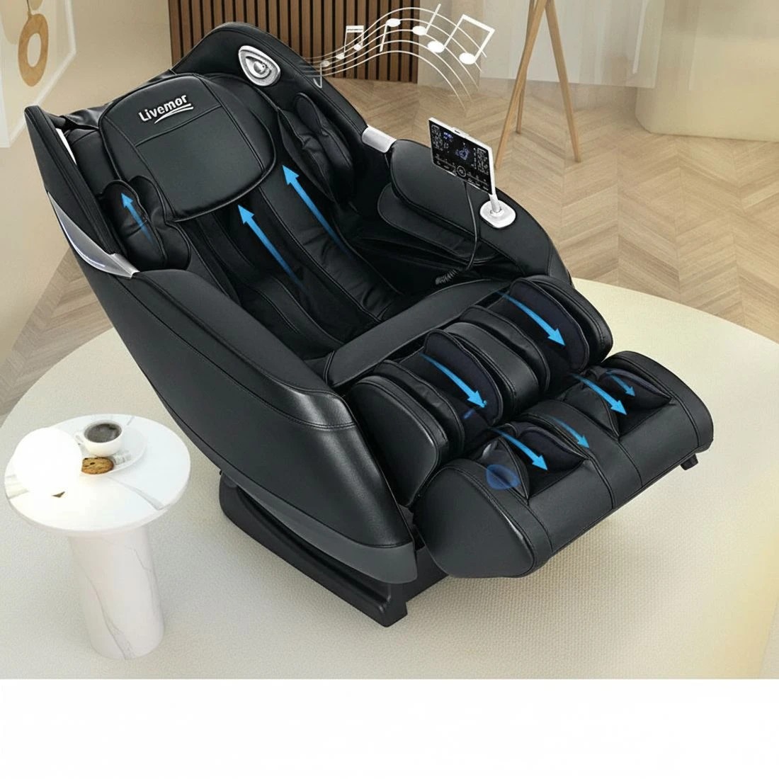 4 Livemor Massage Chair Electric Recliner Home 3D Massager Flynn - Black, 4 of 6