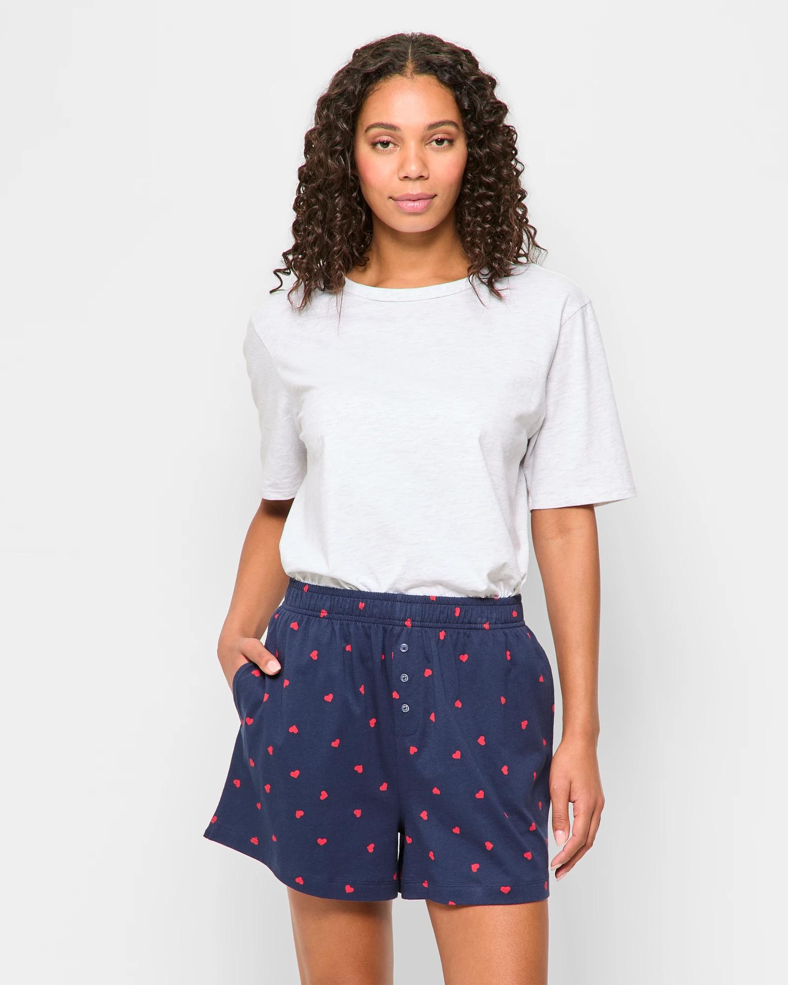 1 Target Australian Cotton Jersey Sleep Boxer Shorts NAVY HEART, 1 of 5