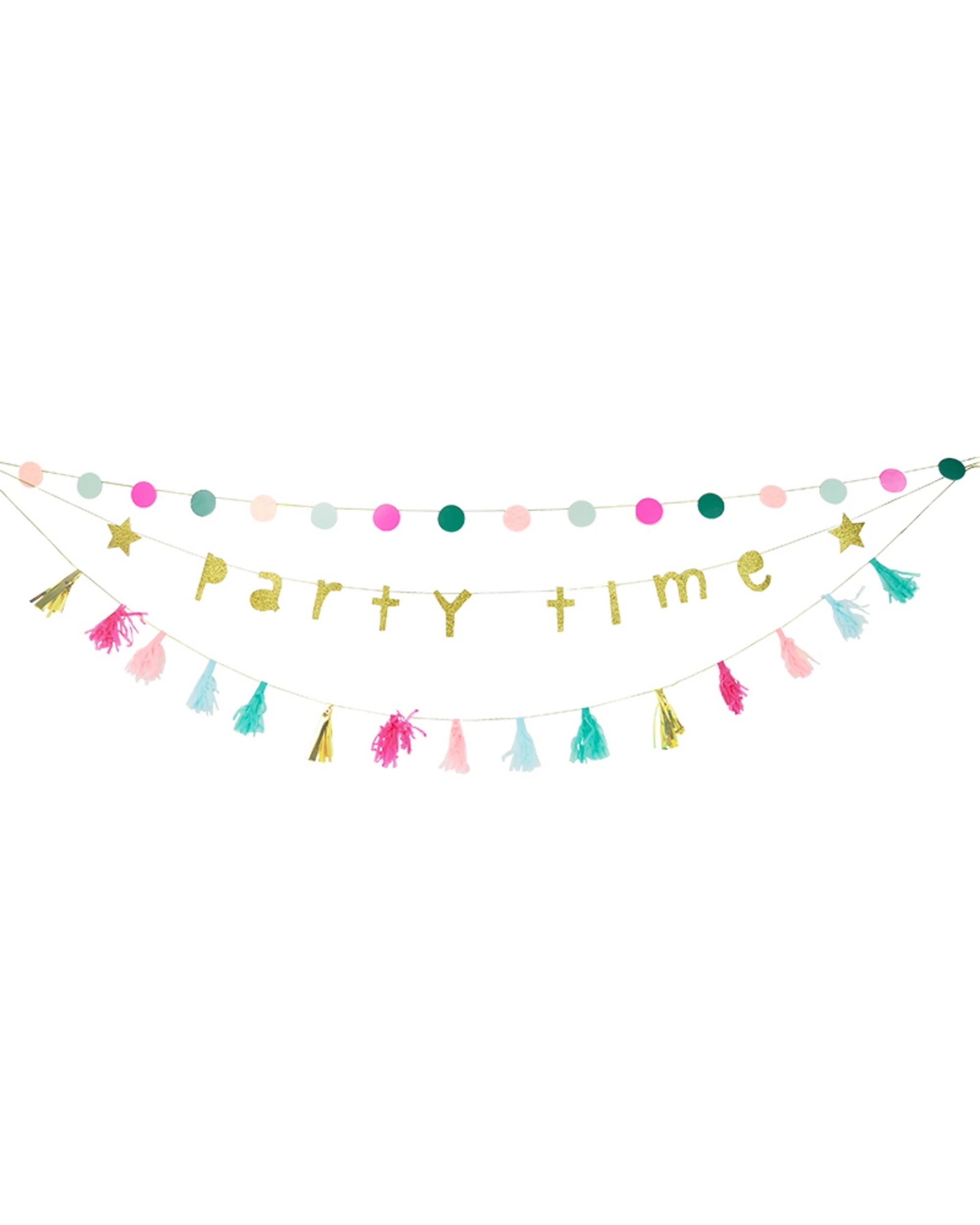 1 Party Maker Party Time, Spot & Tassel Garland Banner - Multi, 1 of 2