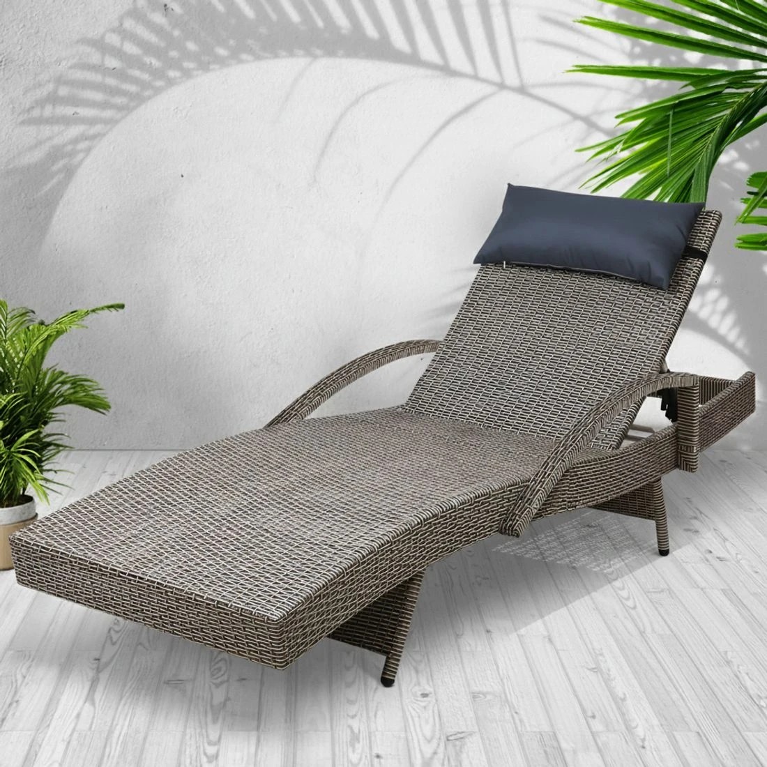 7 Gardeon Sun Lounge Wicker Lounger Outdoor Furniture Beach Armchair Adjustable & - Grey, 7 of 7