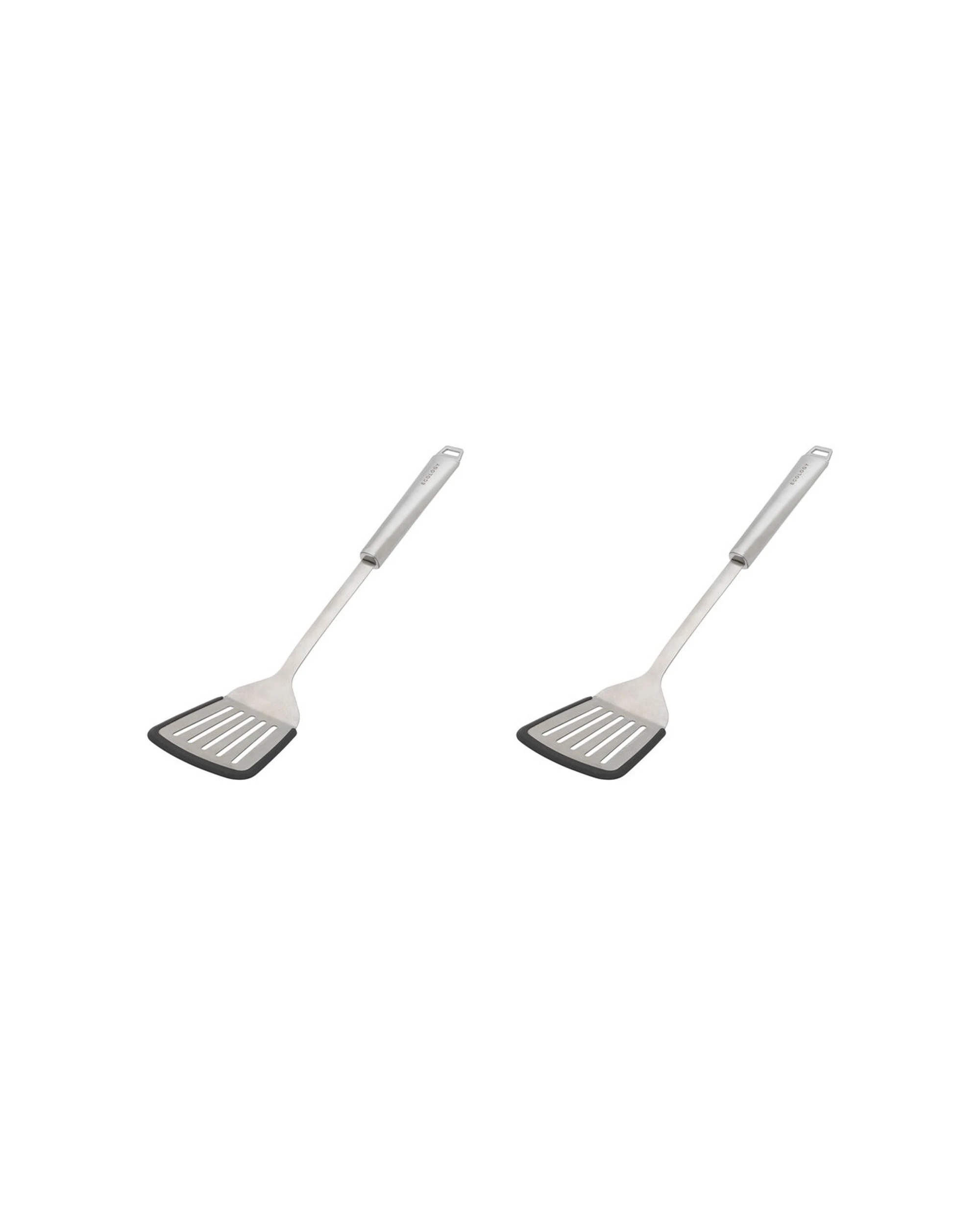 1 Ecology 2PK Ecology Provisions Silicone Edge Slotted Turner Kitchen Utensil 9.5x37.5cm - Silver, 1 of 2