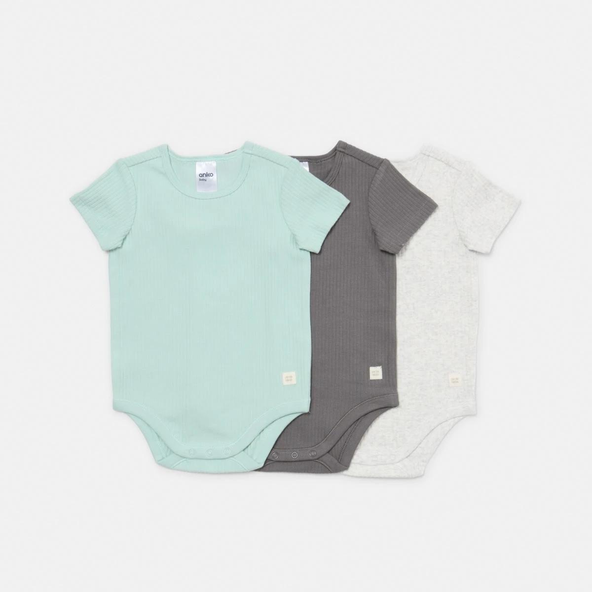 1 3 Pack Short Sleeve Bodysuits Green 3pk, 1 of 10