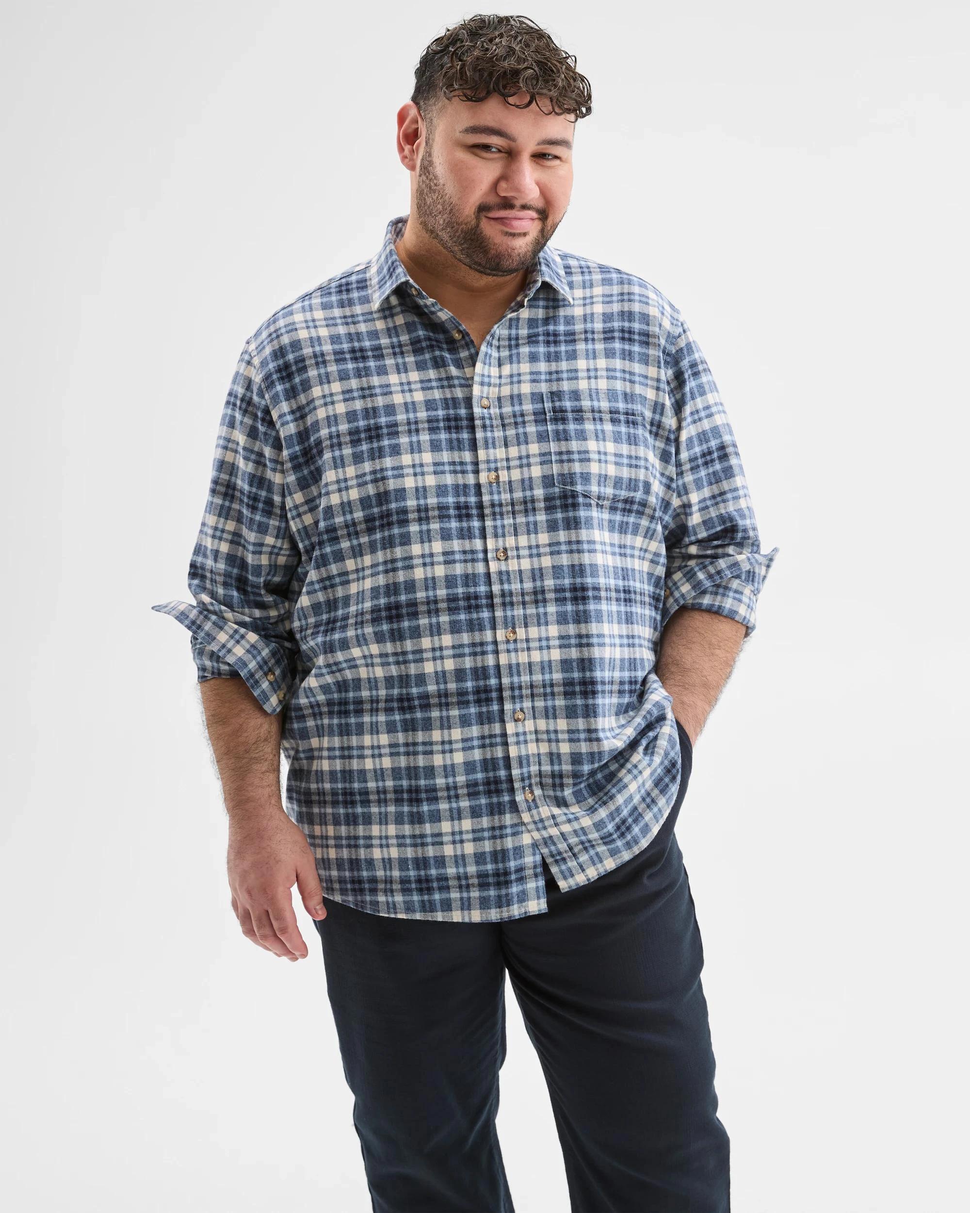 6 Target Man Plus Plus Size Australian Cotton Long Sleeve Flannelette Shirt BLUE, 6 of 6