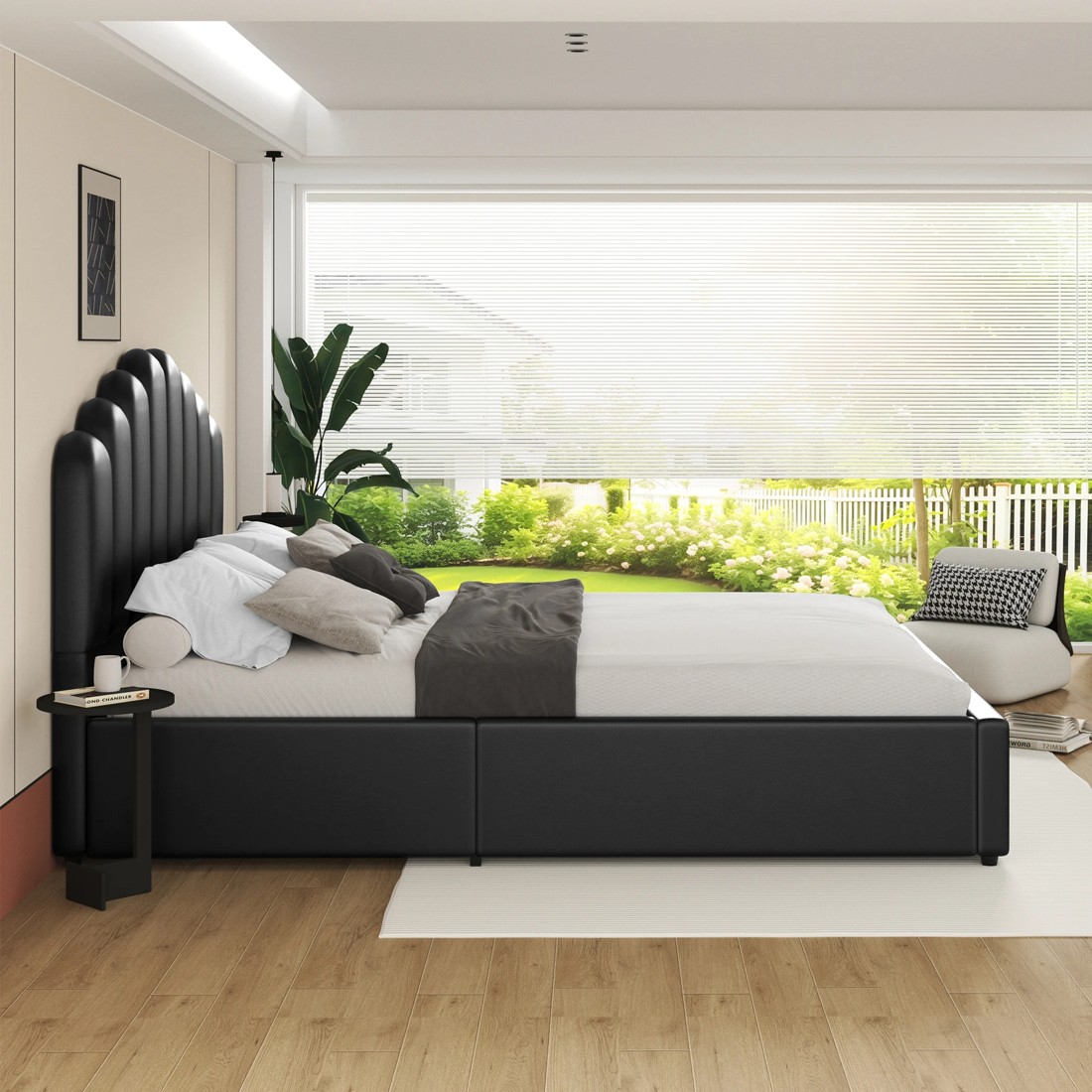 5 Alfordson Bed Frame Double Size Gas Lift Storage Base Wooden Milton - Black, 5 of 10