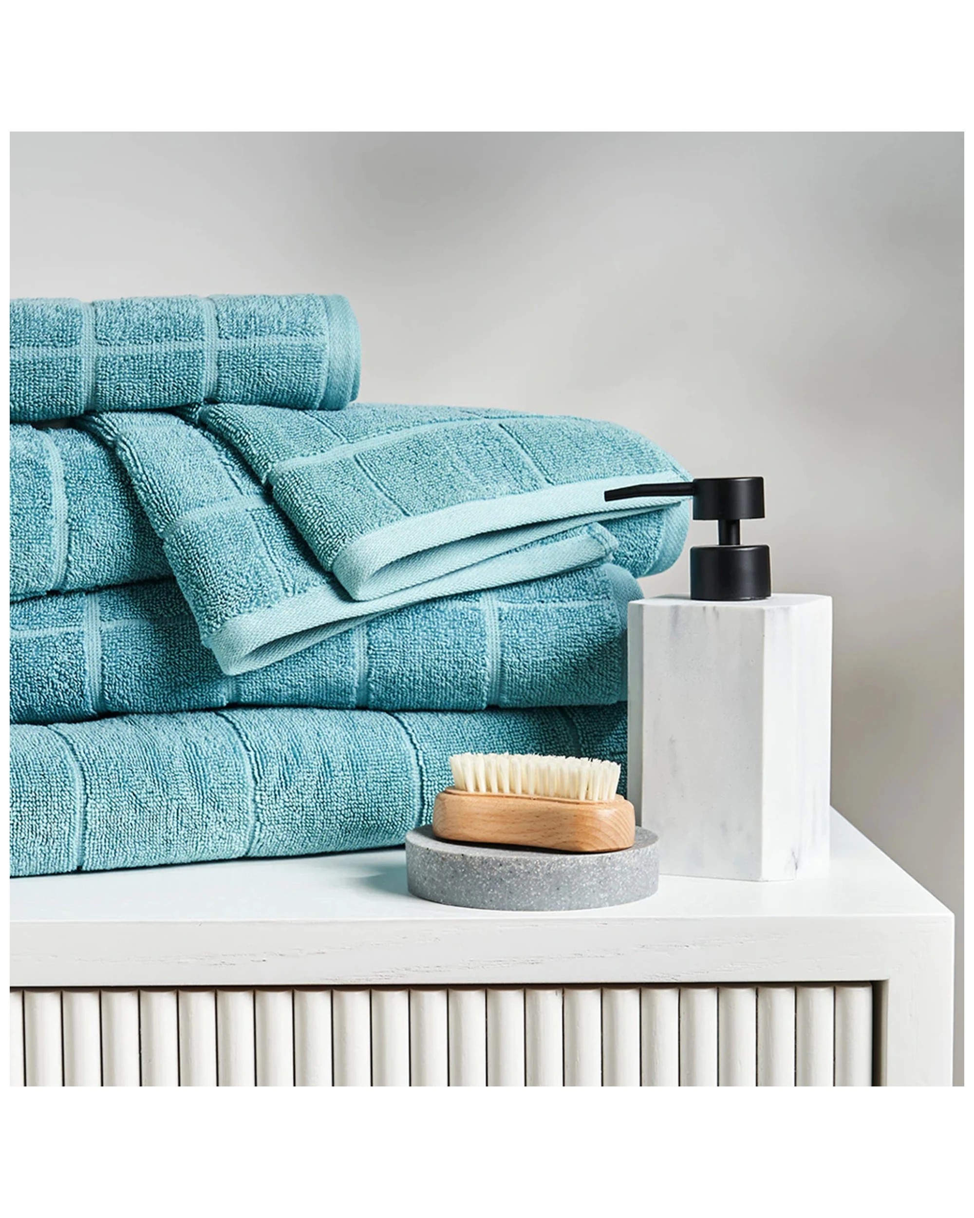 4 5pc Sheraton Luxury Maison Subway Towel Pack 100% Cotton Aqua Mist
 - Blue, 4 of 4