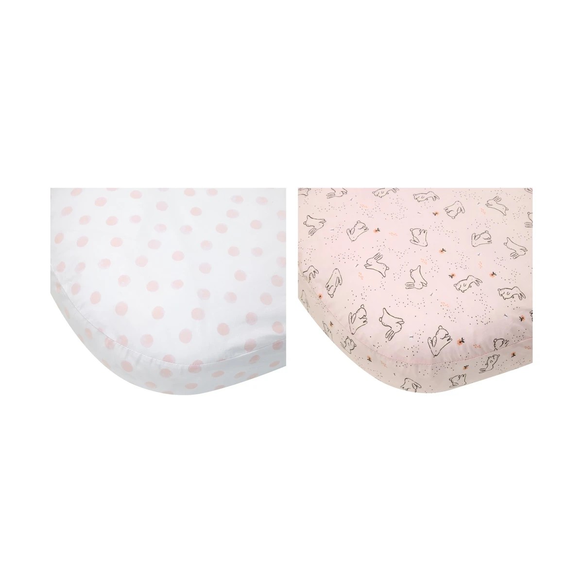 1 2 Pack 225 Thread Count Organic Cotton Fitted Bassinet Sheets - Bunny Print, 1 of 6