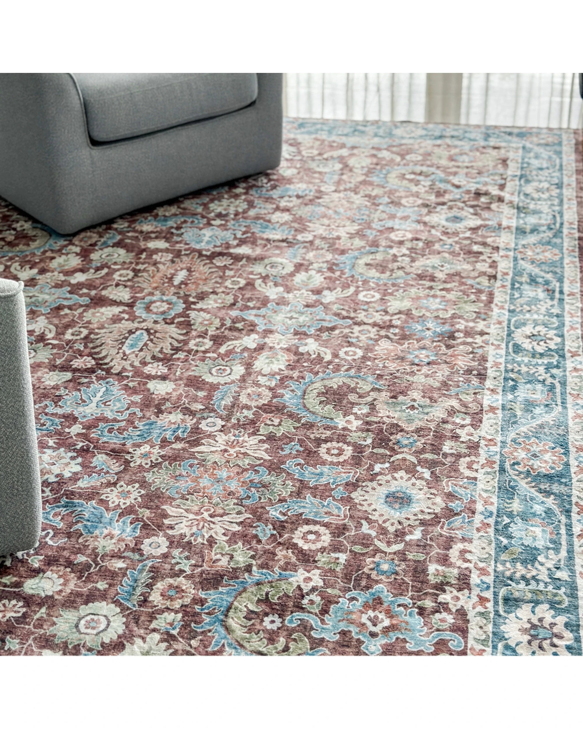 Fab Habitat Imna Traditional Machine Washable Rug 90cm x 150cm - Brown ...