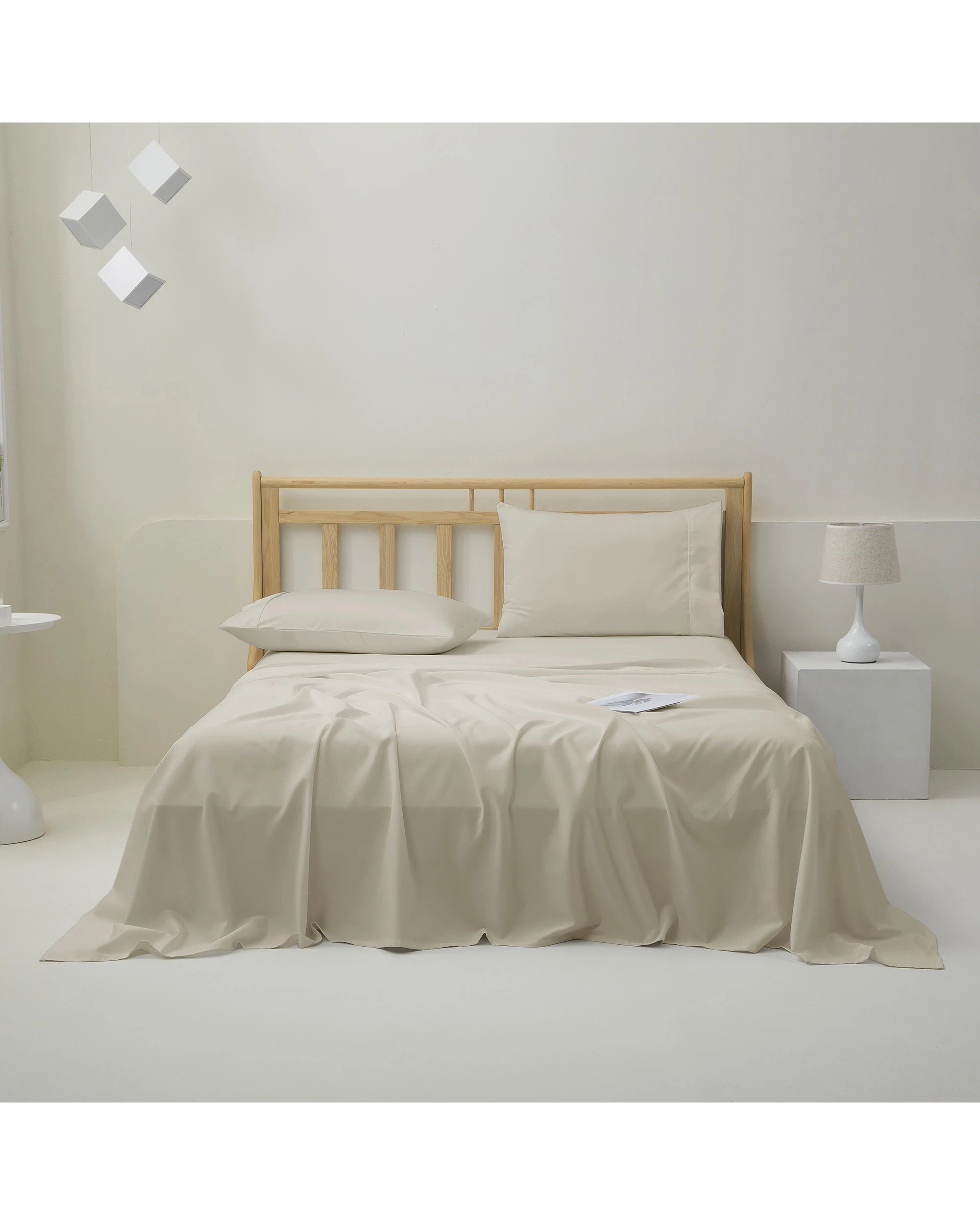1 Dreamaker 1500TC Cotton Rich Sateen Sheet Set - King Single Bed - Oat, 1 of 6
