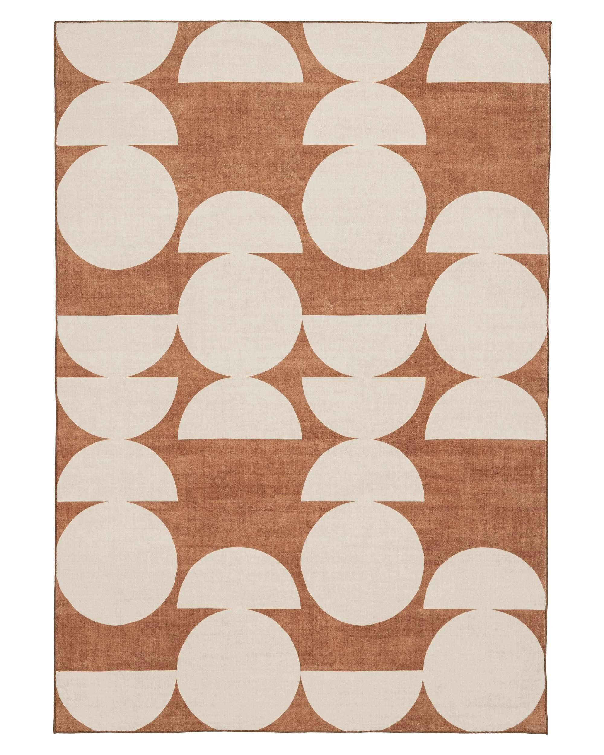 1 Loopsie Balade Geometric Washable Rug-220cm x 150cm - Orange, 1 of 8