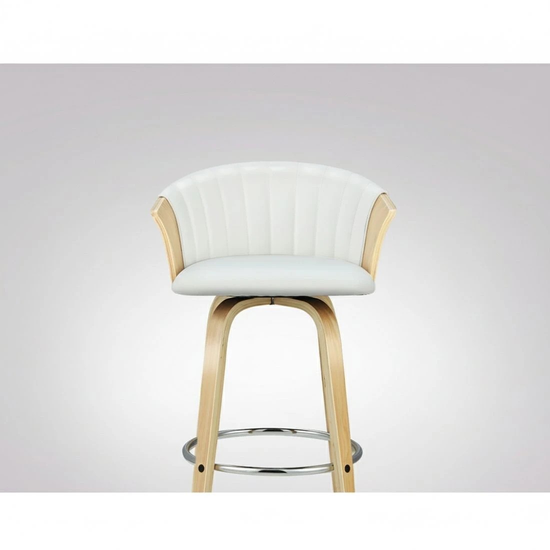 4 Artiss 2x Bar Stools Swivel Leather Chairs Wooden - White, 4 of 5