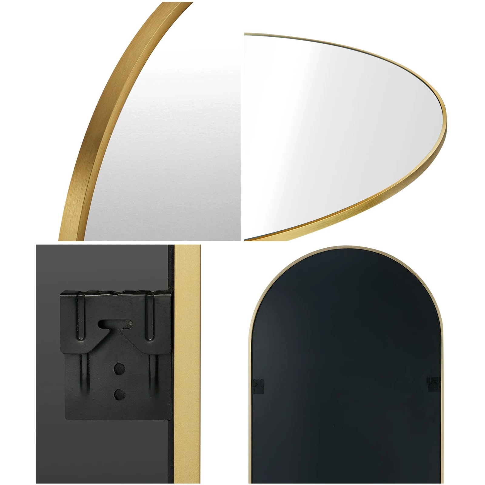 6 Oikiture Arched Full Length Mirror Floor Mirrors 200x100cm - Gold, 6 of 9