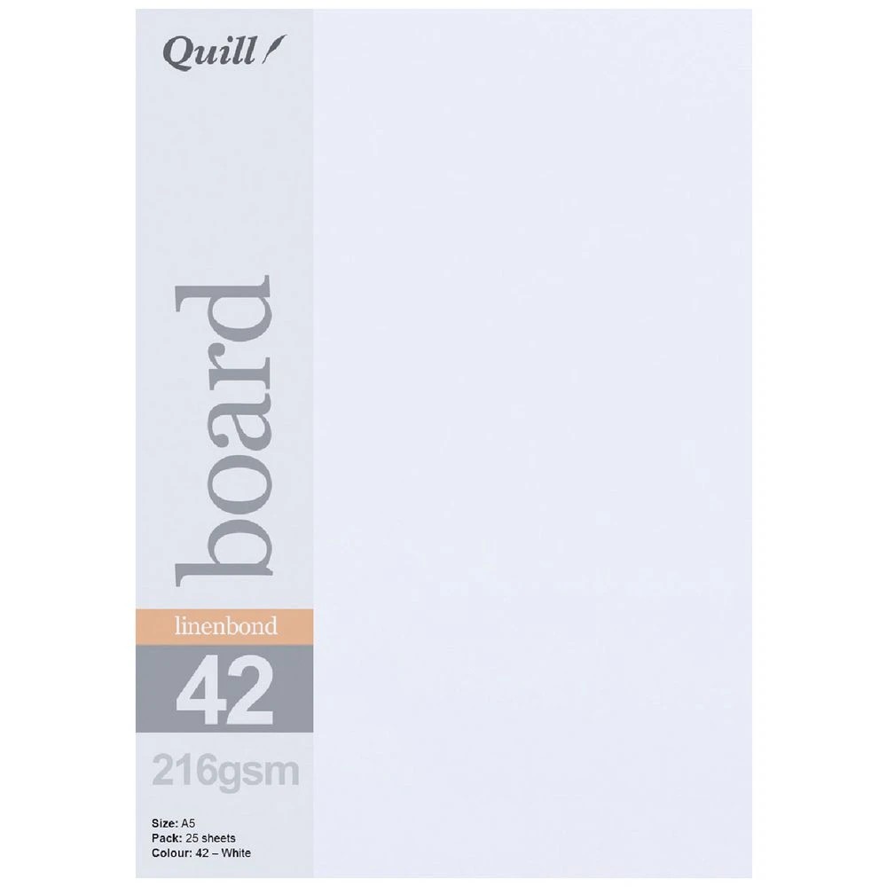 1 Quill A5 Linen Bond Board White 25 Pack, 1 of 1