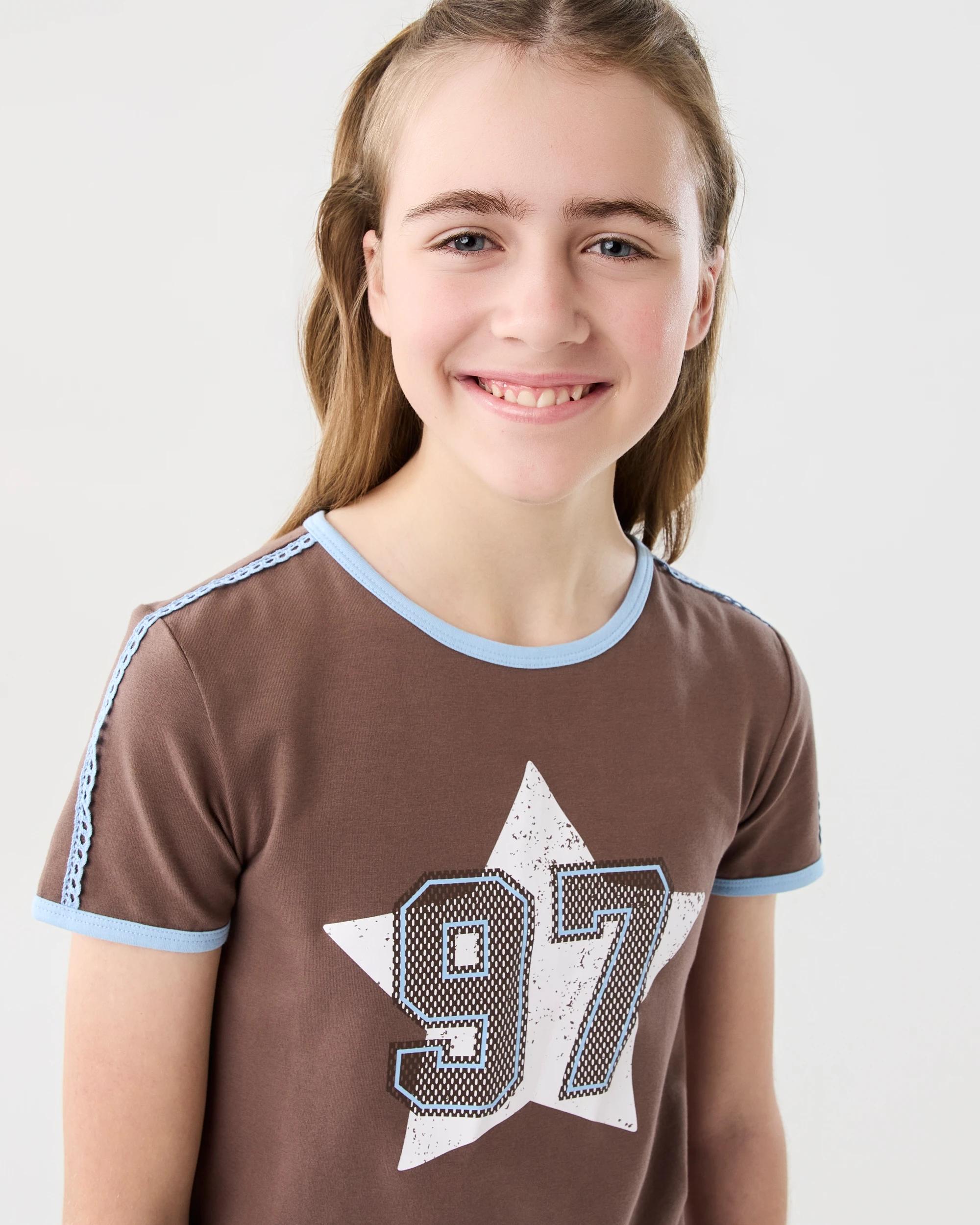 3 Short Sleeve Ringer T-shirt Brwn Star, 3 of 7