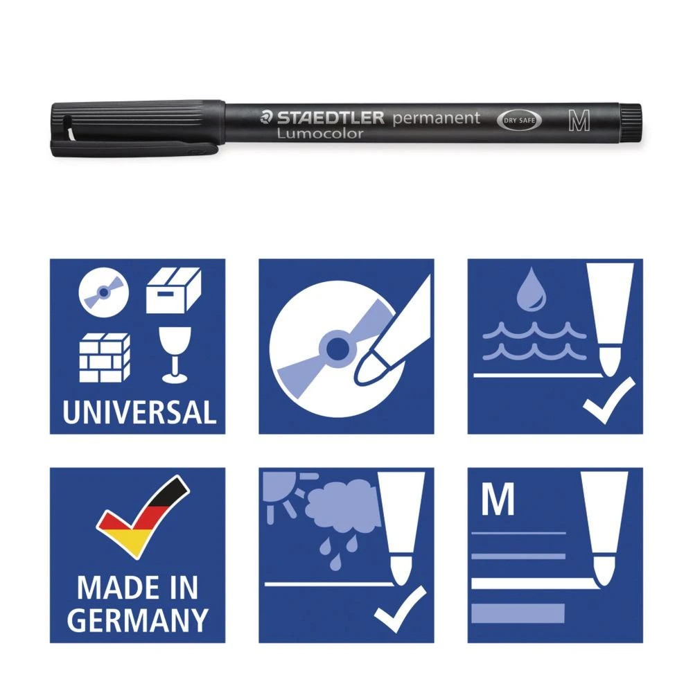 9 Staedtler Lumocolour Permanent Pen 1.0mm Assorted 4 Pack, 9 of 9