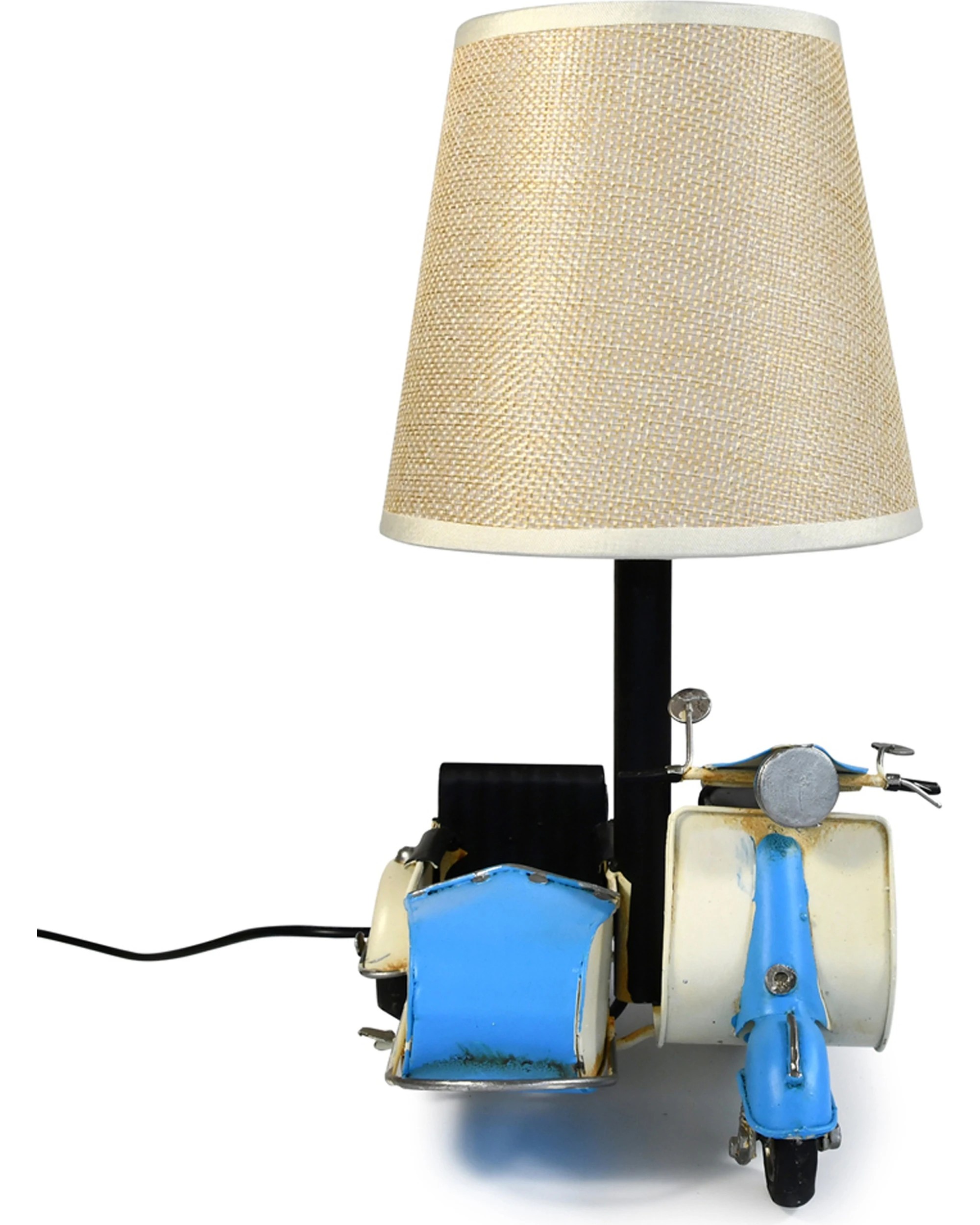 2 Auto Petit USB LED Lamp Scooter & Sidecar Home Decor 18x26cm - Blue, 2 of 6