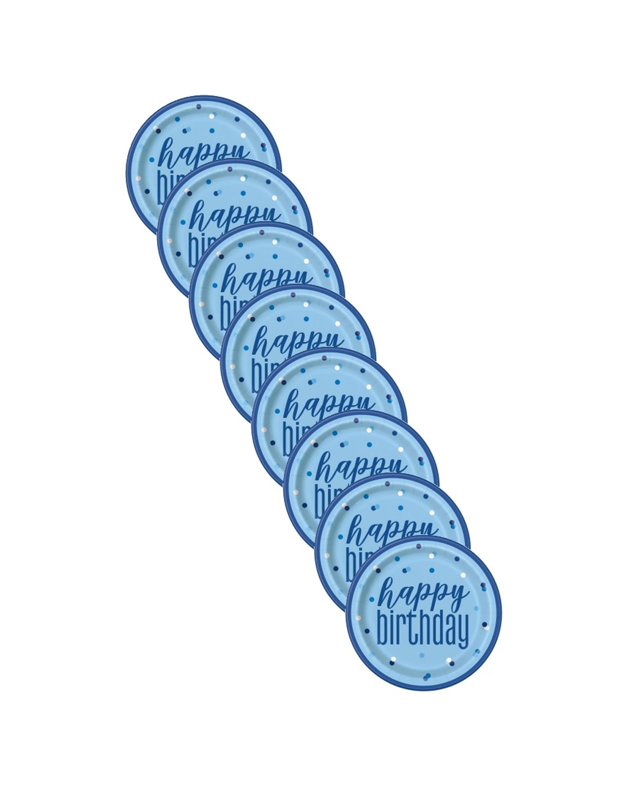 1 Meteor Party 8pc 9 Inch Paper Plates Tableware Happy Birthday 23cm - Blue, 1 of 2