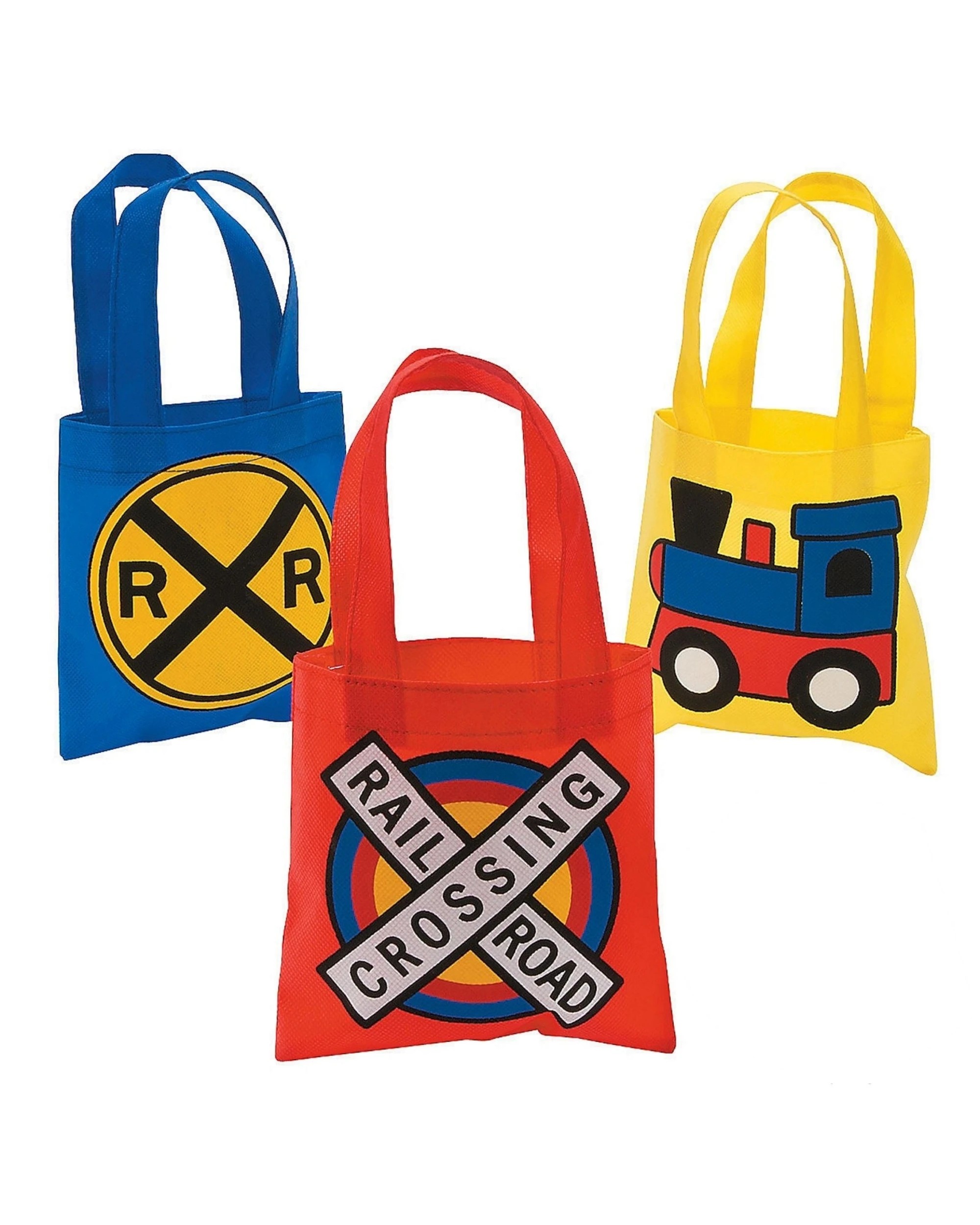 1 Partyrama Mini Train Tote Bags Pack of 12, 1 of 2