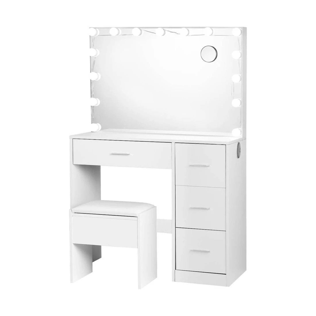 3 Artiss Dressing Table Set Stool 15 Led Bulbs  Darcy - White, 3 of 8