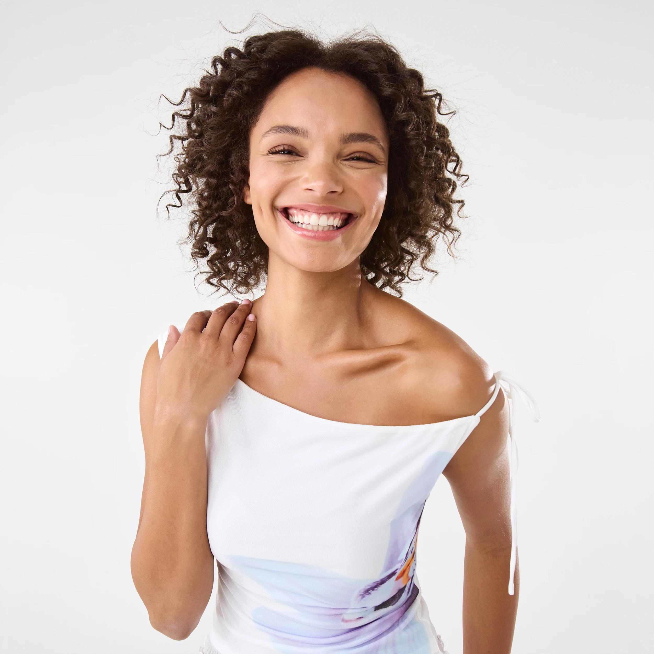 7 Print Off Shoulder Mesh Top Wht Orchid, 7 of 9