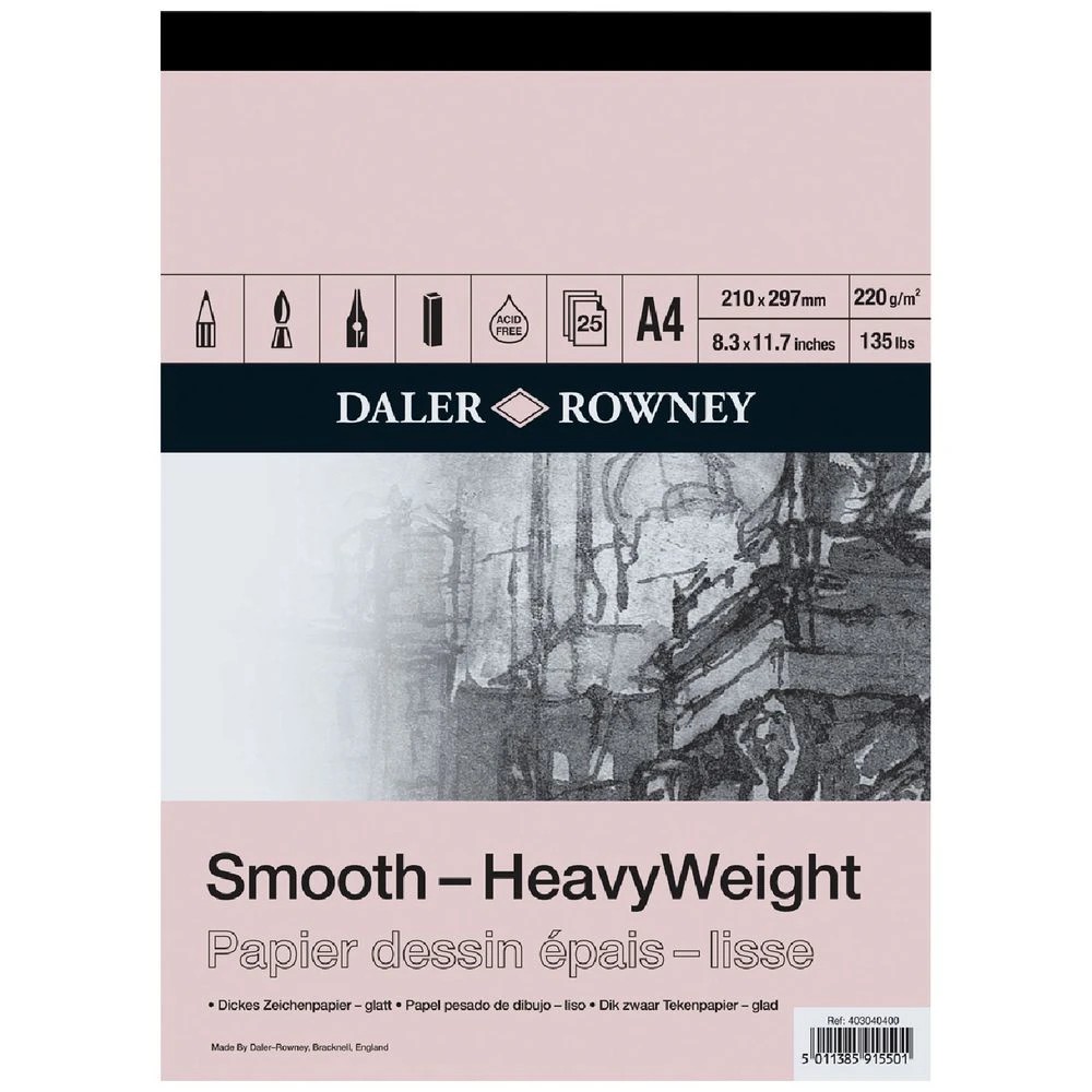 1 Daler-Rowney Smooth Heavyweight Cartridge Pad 220gsm A4, 1 of 1
