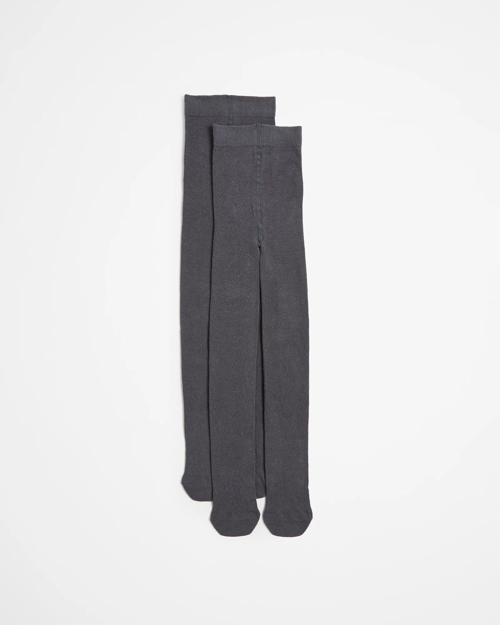 1 School Maxx Girls Tights 2 Pack GREY, 1 of 3