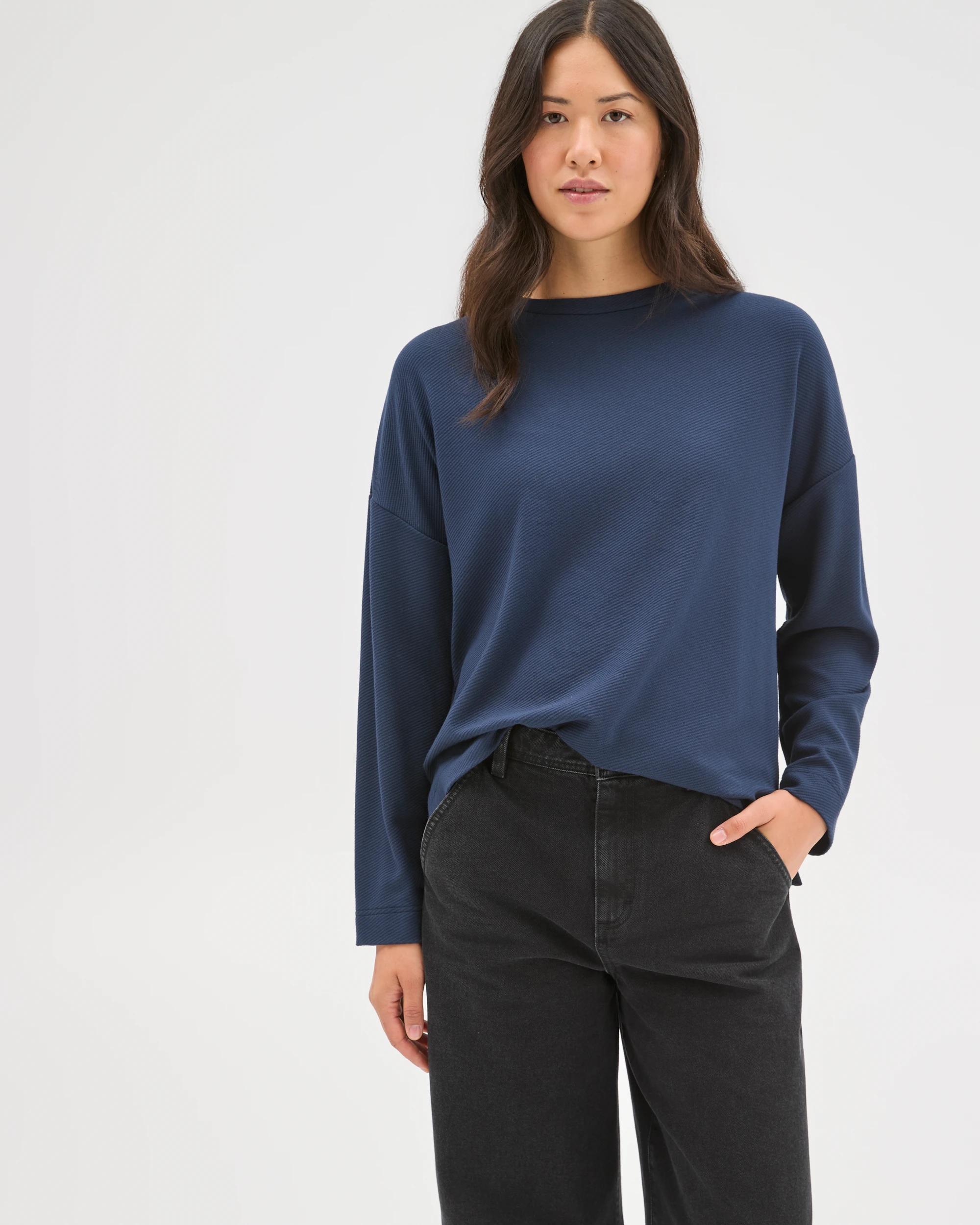 3 Target Woman Long Sleeve Ottoman T-Shirt NAVY BLAZER, 3 of 7