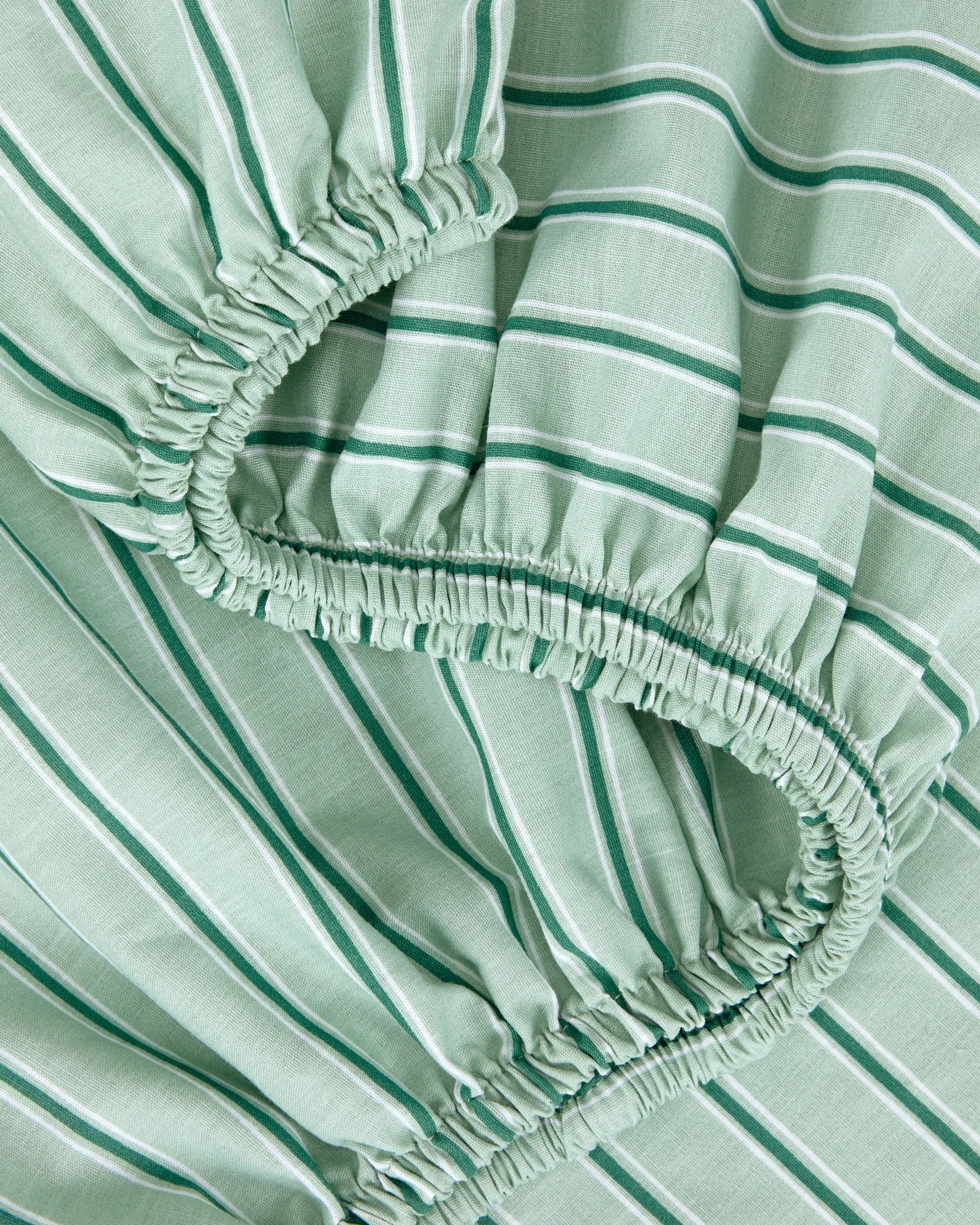 3 225 Thread Count Cotton Stripe Sheet Set - Queen Bed, Sage, 3 of 6