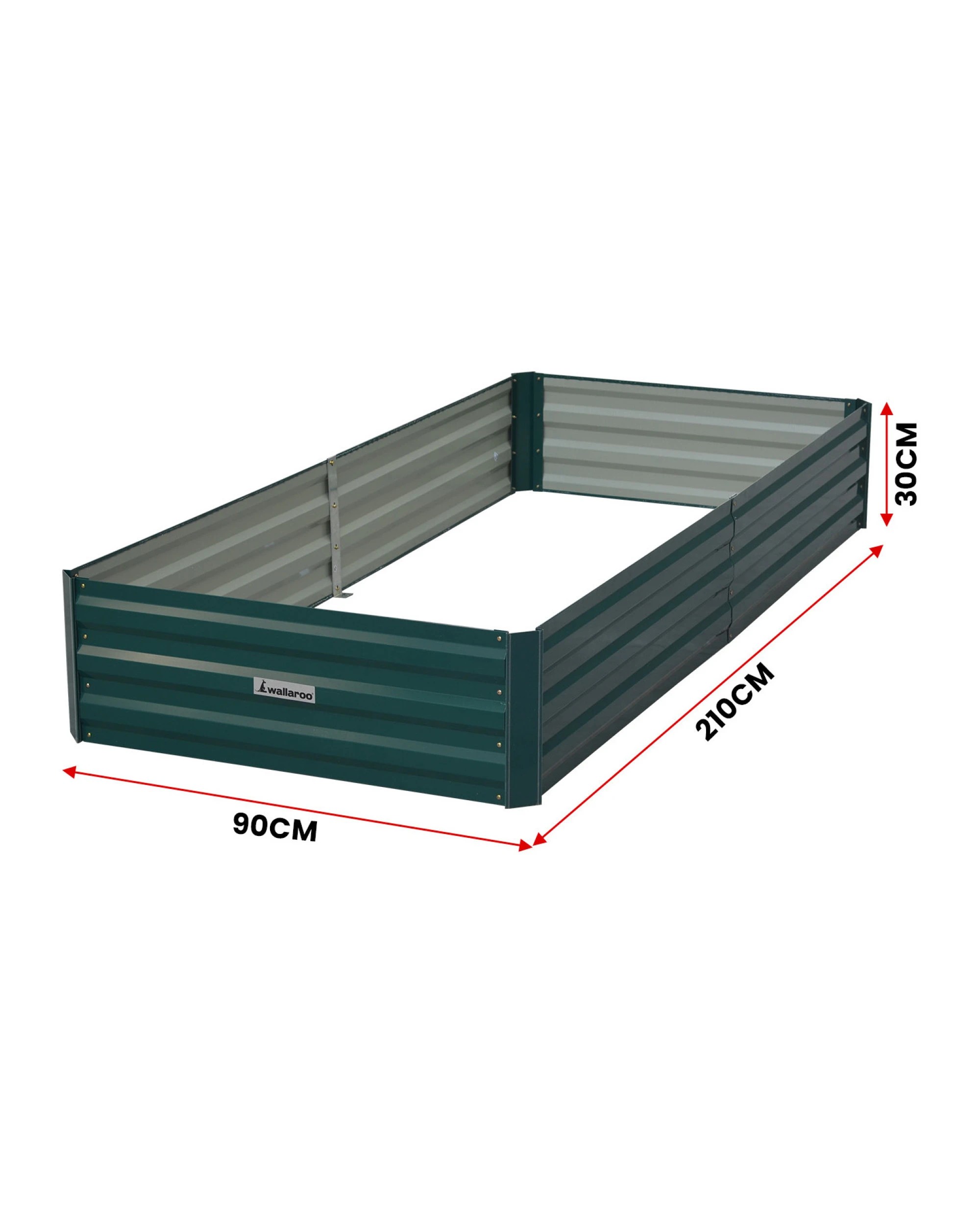 2 Wallaroo Galvanized Steel Raised Garden Bed 210 x 90 x 30cm Plants Vegetables Herbs Flowers - Green, 2 of 5
