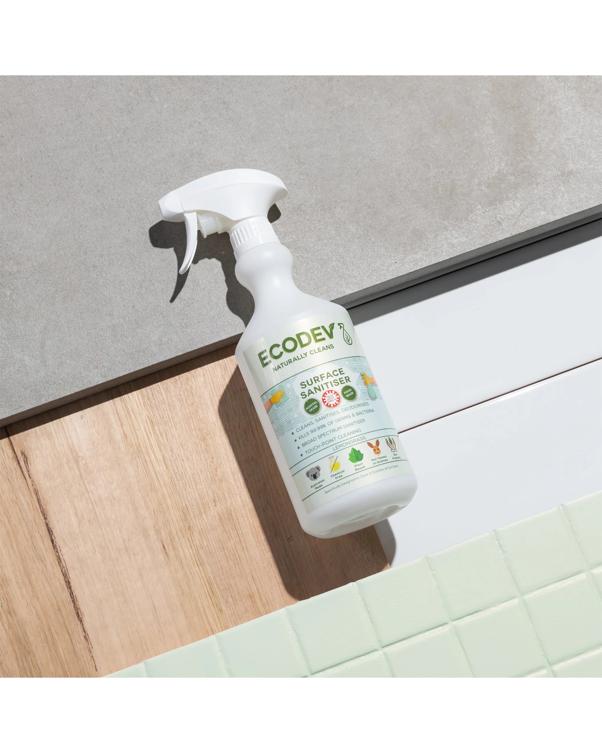 2 Ecodev Surface Sanitiser Lemon Grass Scent Hospital Grade Cleaner 750mL, 2 of 2