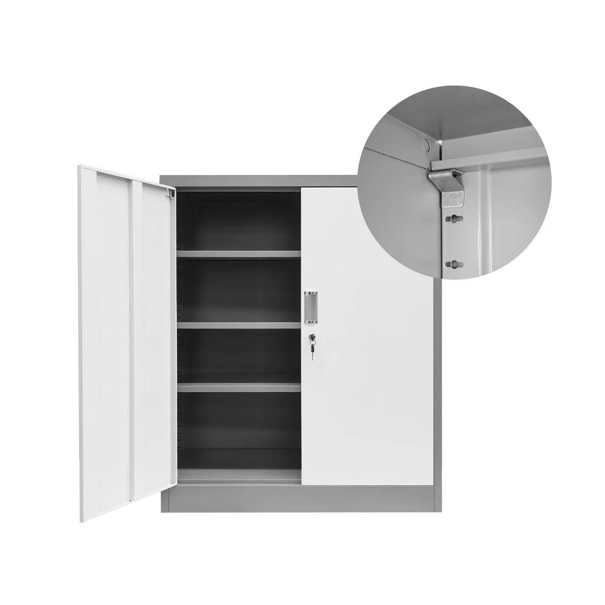 1 Ausway 109cm Metal Filing Cabinet 2 Door 4 Shelves Office Lockable File Cupboard, 1 of 6