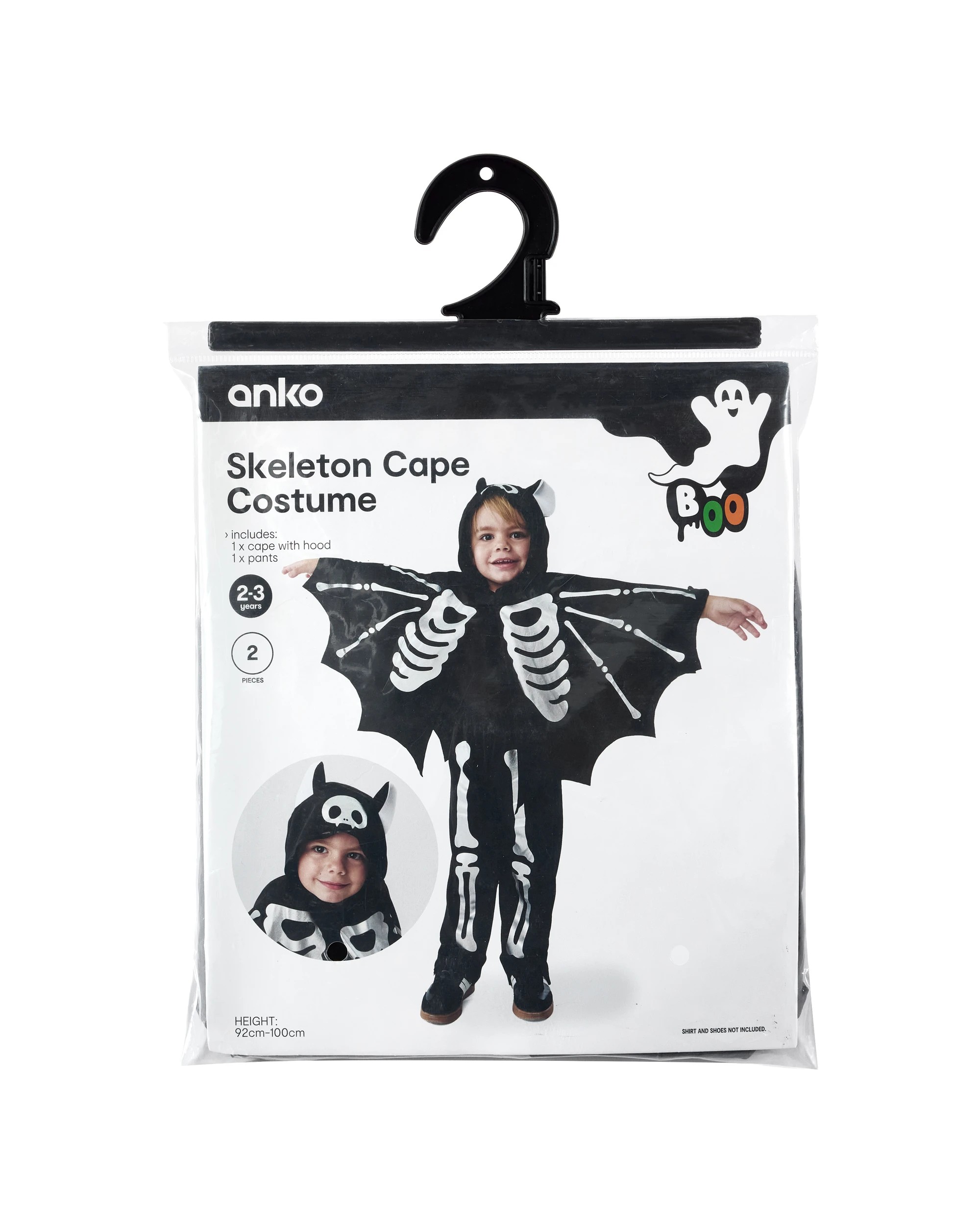 3 2 Piece Skeleton Cape Costume - Ages 2-3, 3 of 4
