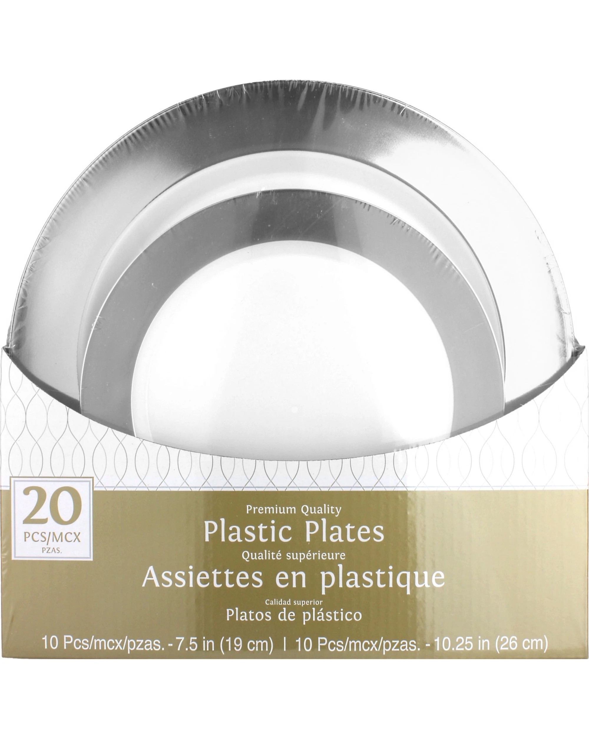 2 Amscan Metallic Border Premium Plate Set For 10 Guests - Silver - Silver, 2 of 2