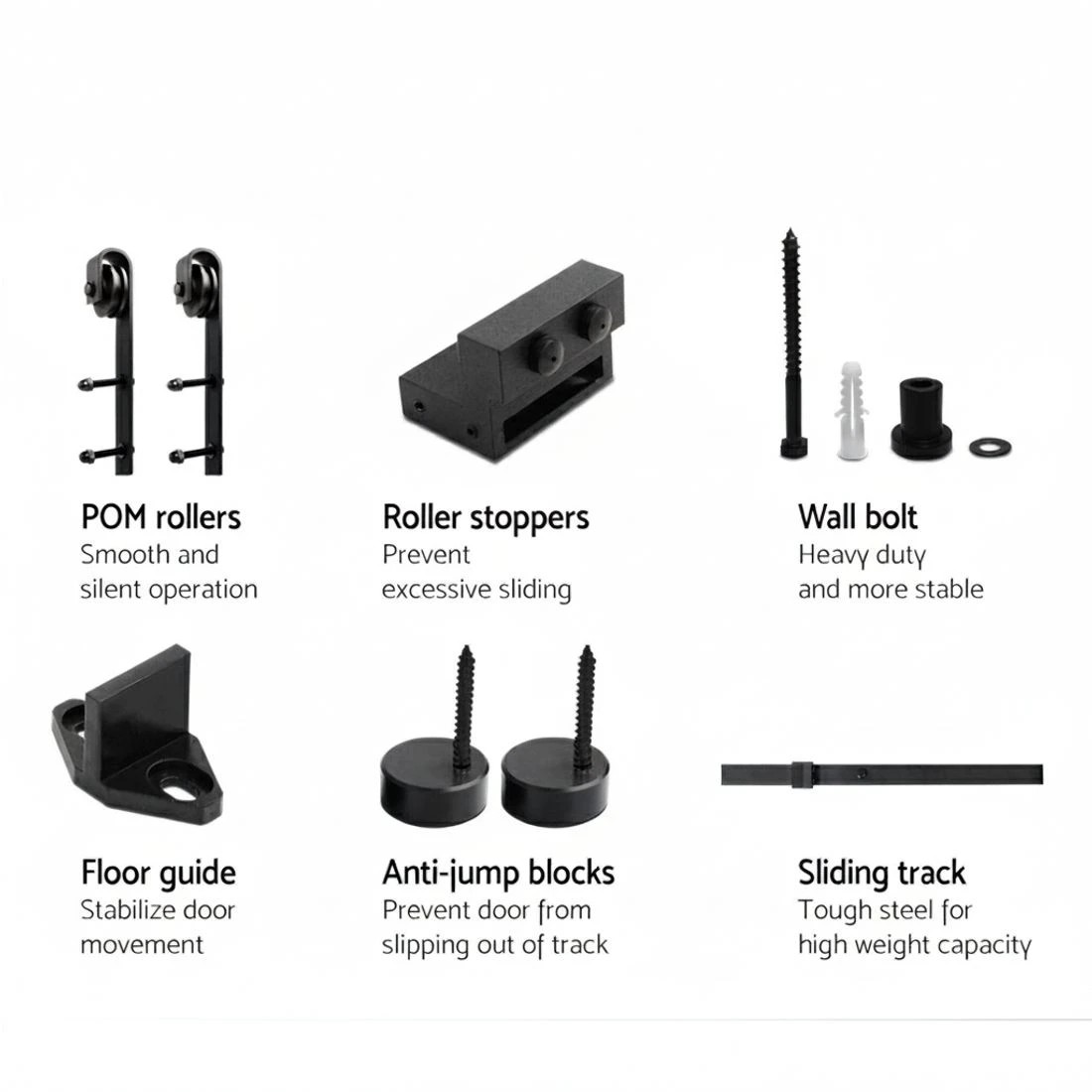 3 Cefito Sliding Barn Door Hardware Track Set 1.83m - Black, 3 of 7