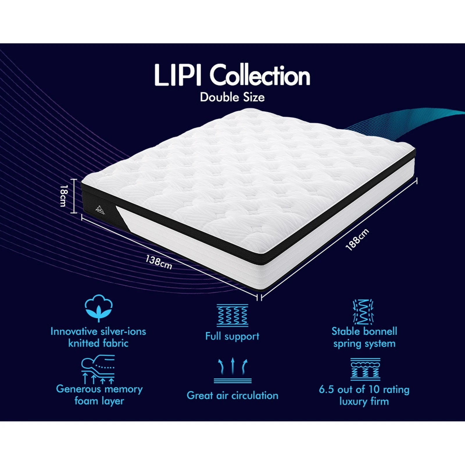 9 Starry Eucalypt Mattress Euro Top Foam Bed Bonnell Spring 18cm - Double Bed, 9 of 10