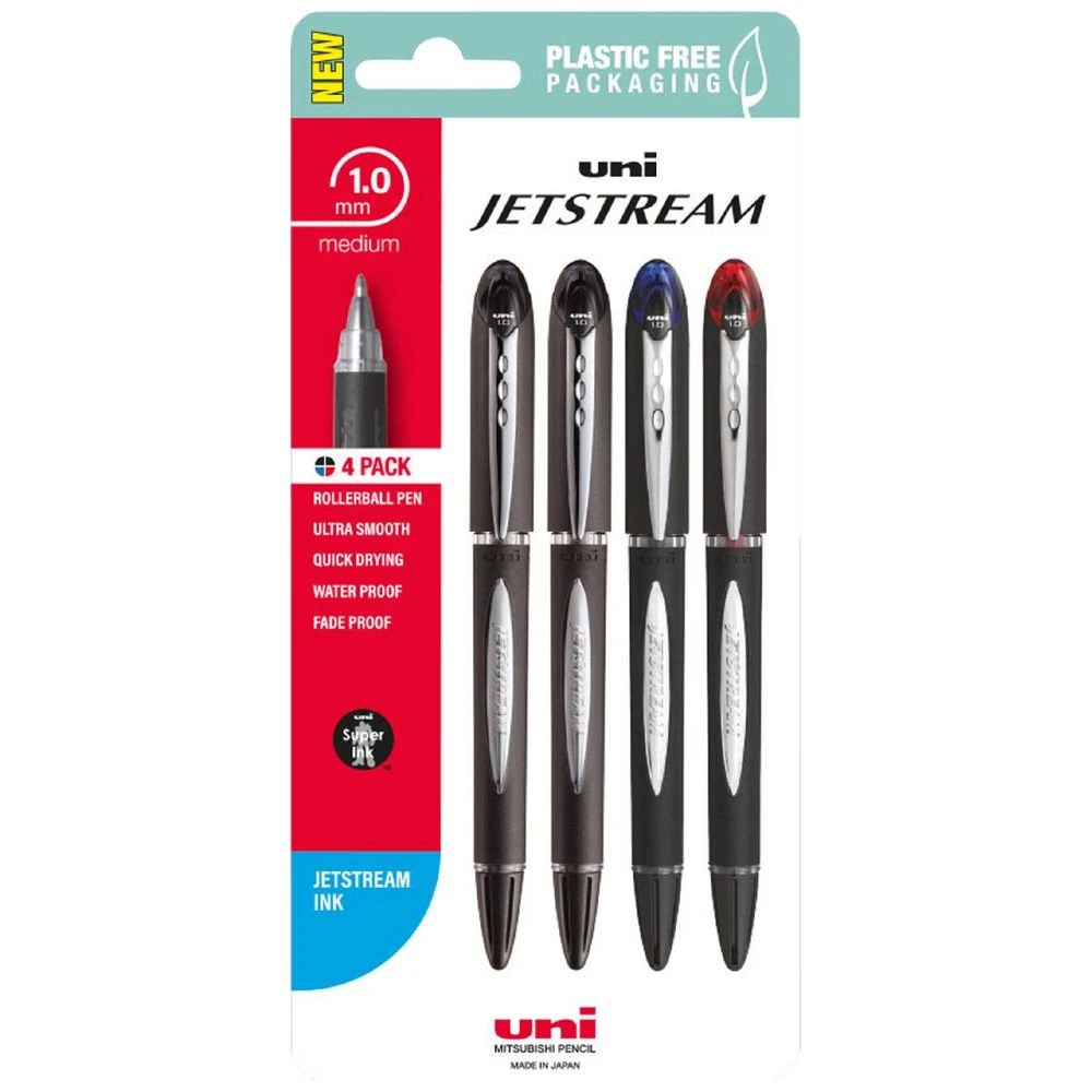 1 Uni Jetstream Rollerball Pen 1.0mm 4 Pack, 1 of 2