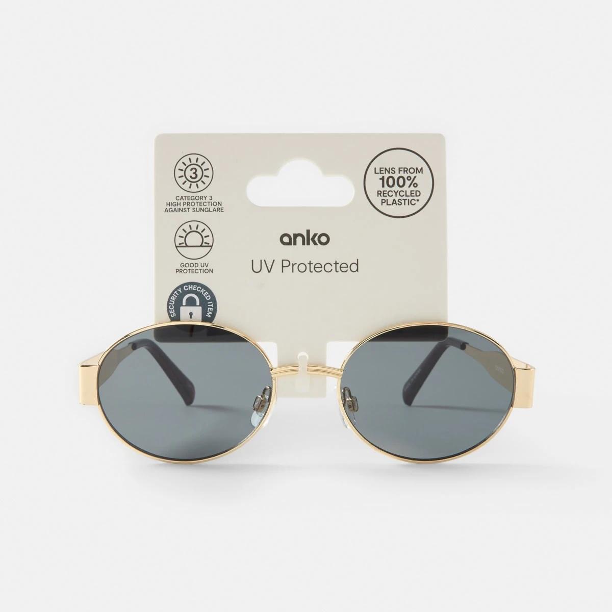 6 Oval Metal Sunglasses Gold, 6 of 6