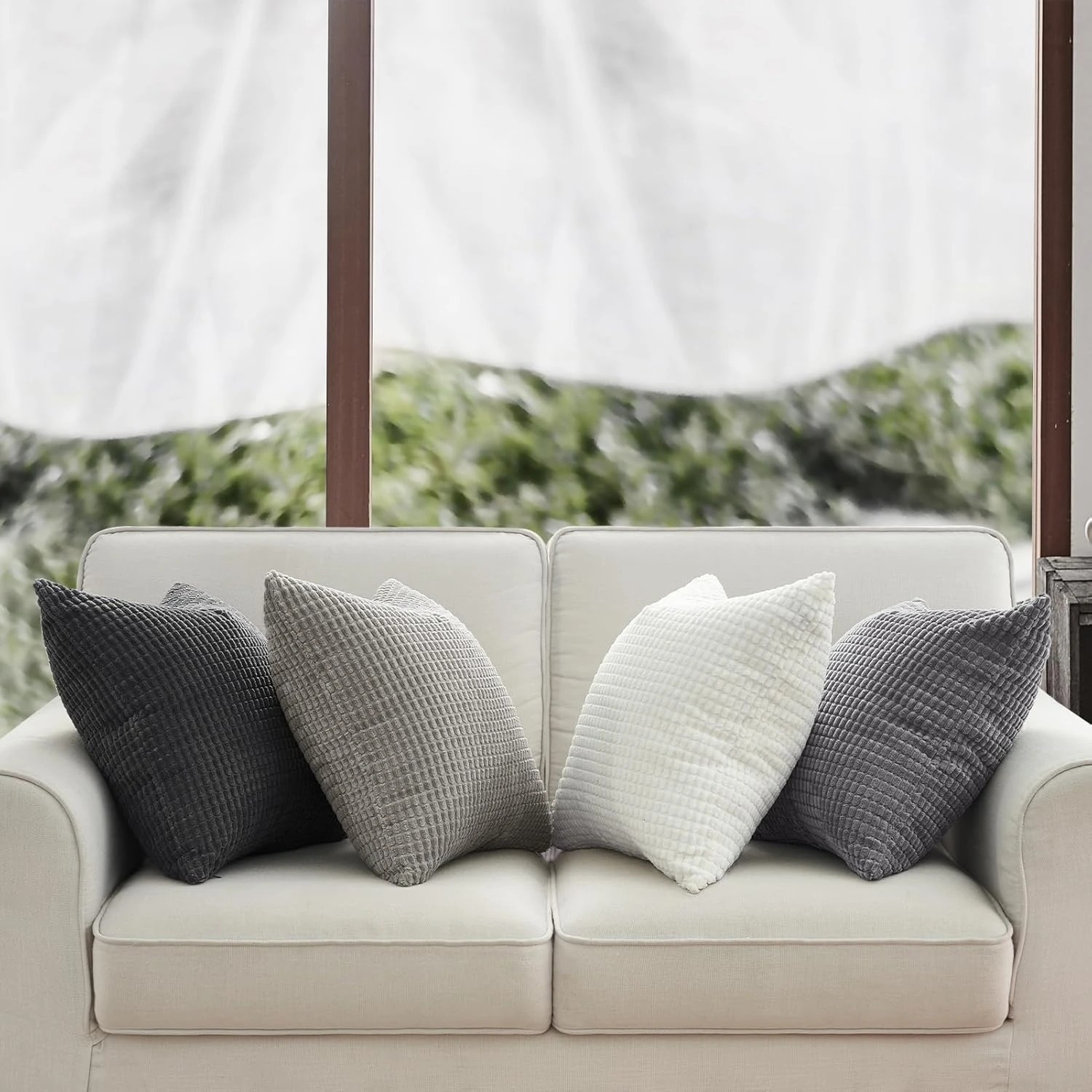 4 Gioia Casa 4-Pack Corduroy Corn Grain Cushion Covers 45x45cm - Grey, 4 of 4