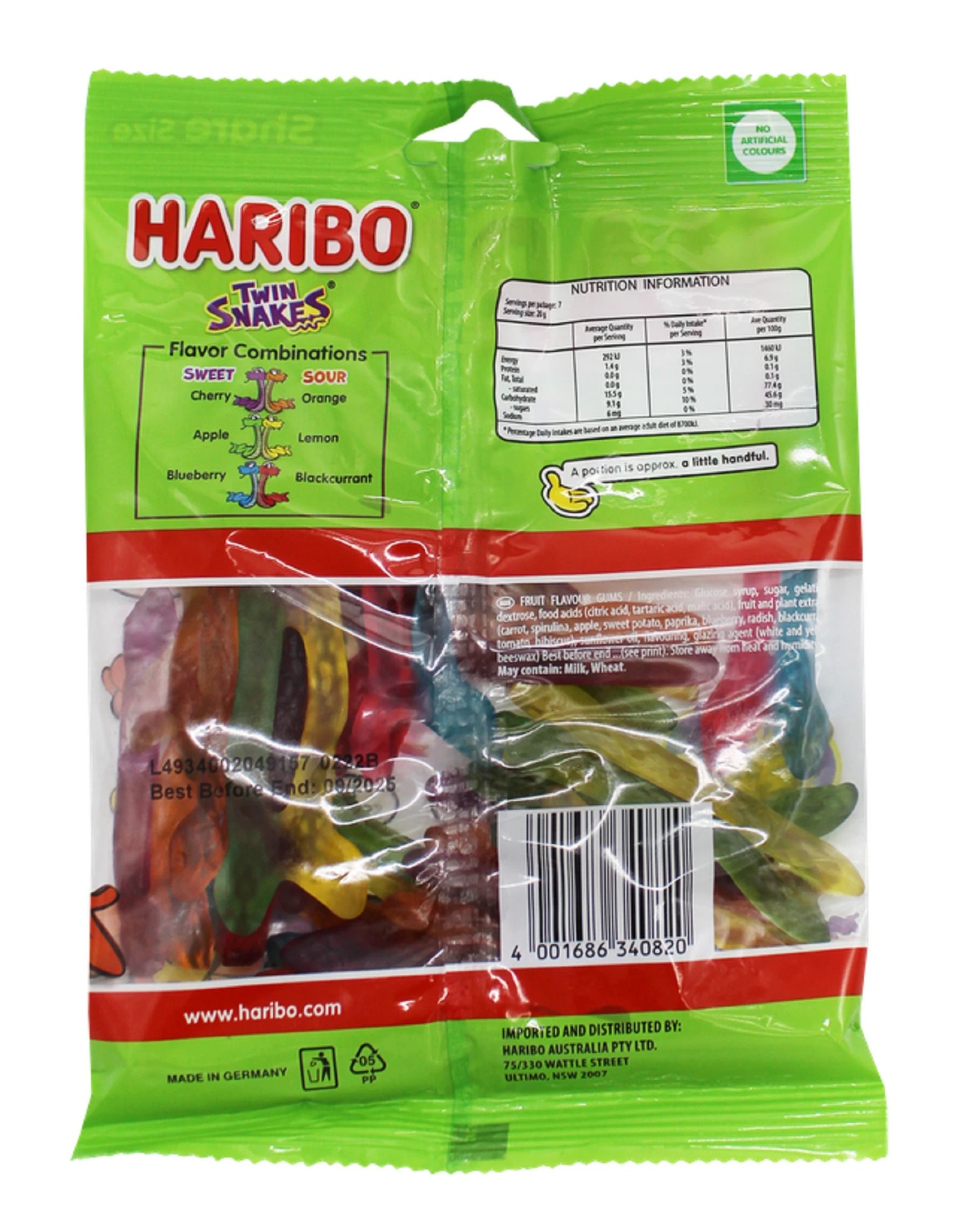 2 Haribo Sweet and Sour Twin Snakes 140g, 2 of 2