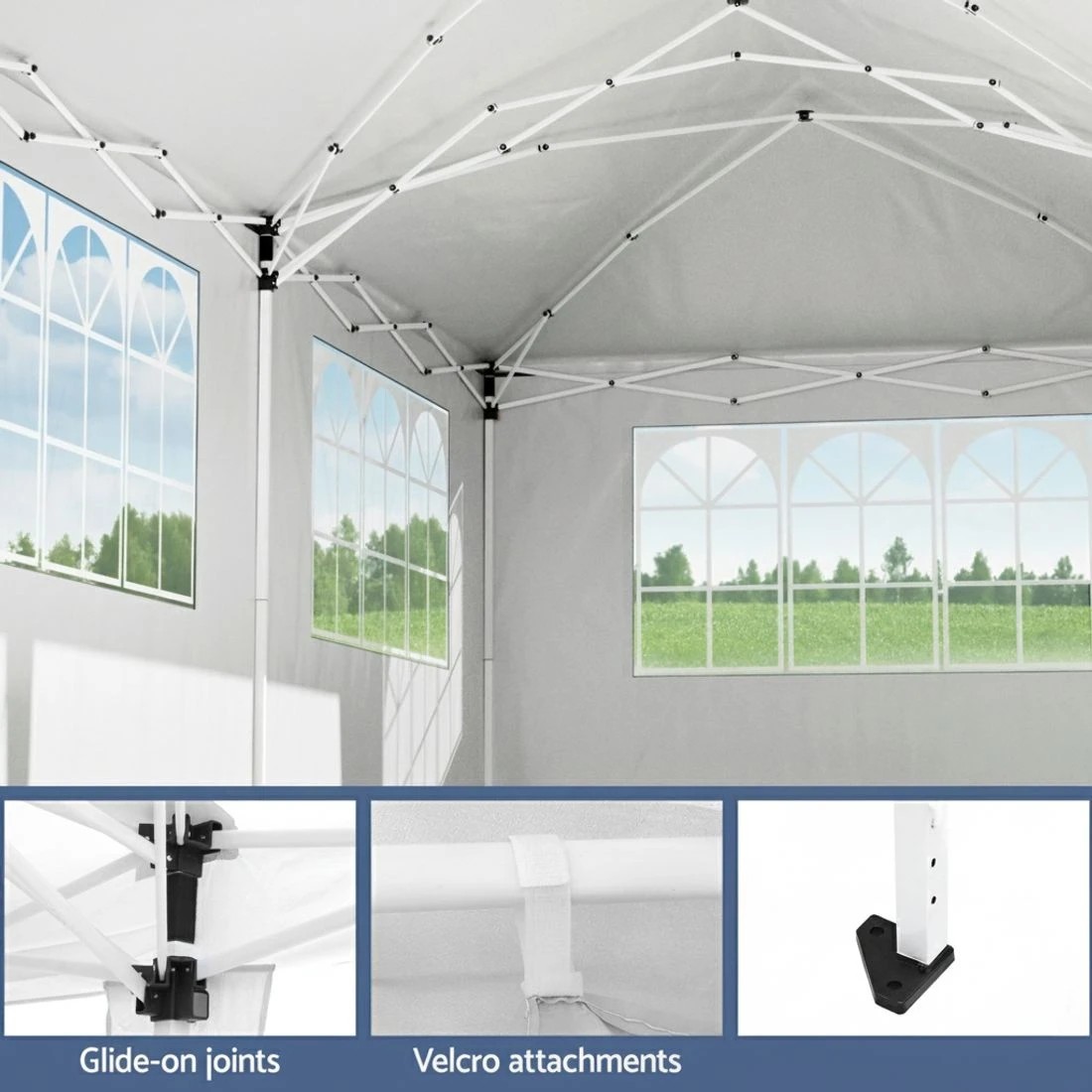 6 Instahut Gazebo 3x6m Pop Up Marquee Wedding Party Outdoor Camping Canopy - Grey, 6 of 6