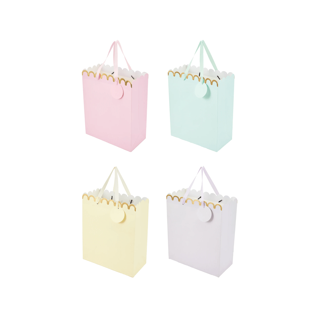 1 4 Pack Multi Pastel Scalloped Gift Bags - Large, 1 of 4