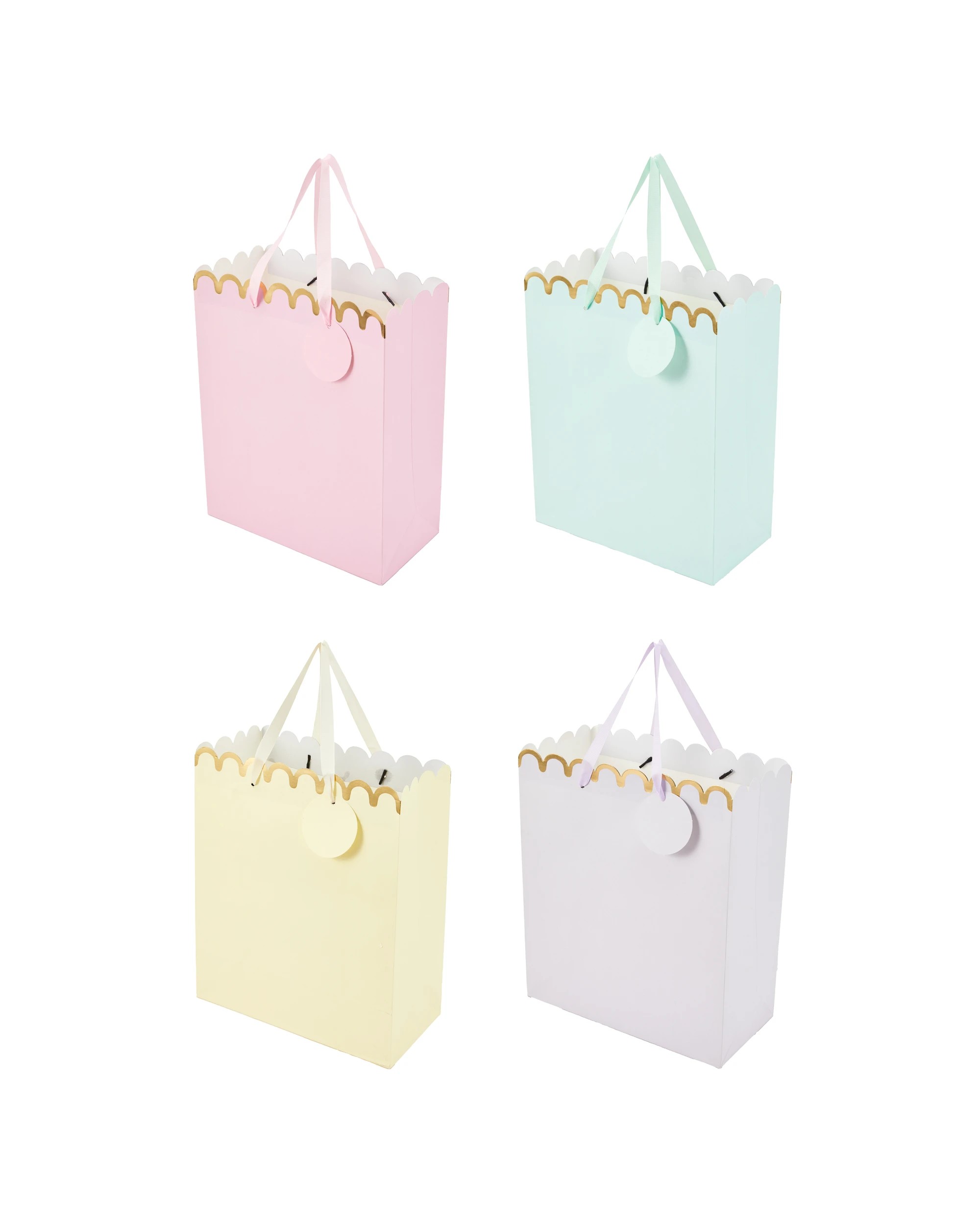 1 4 Pack Multi Pastel Scalloped Gift Bags - Large, 1 of 4