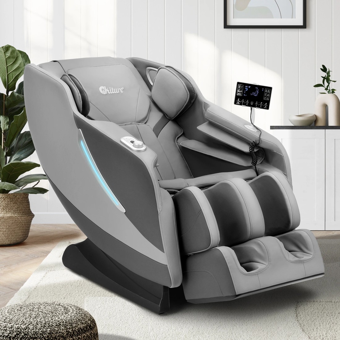 6 Oikiture Electric Massage Chair Heated Recliner Zero Gravity Full Body Massager - Grey, 6 of 6