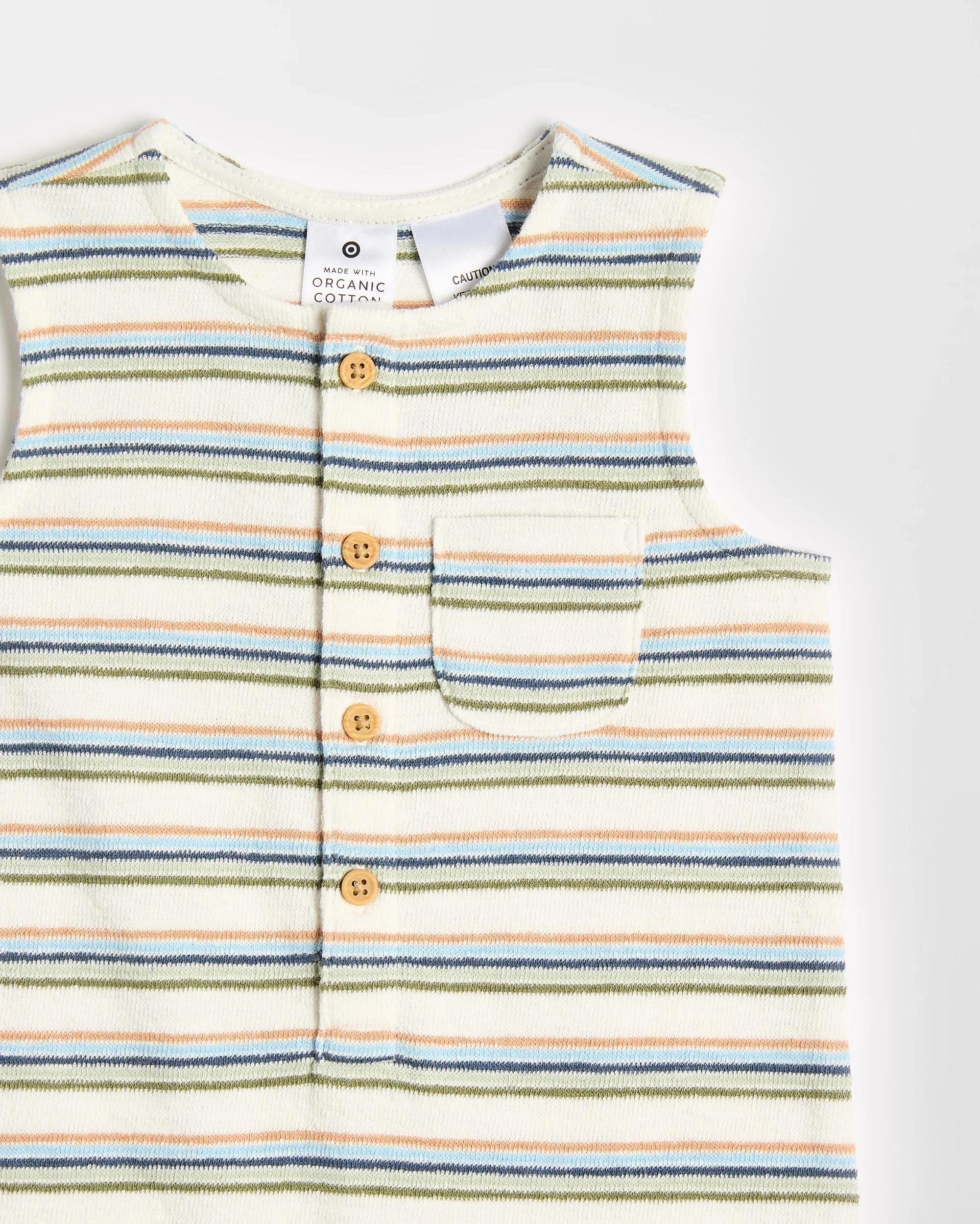 2 Target Baby Organic Cotton Knit Short Romper STRIPE, 2 of 4