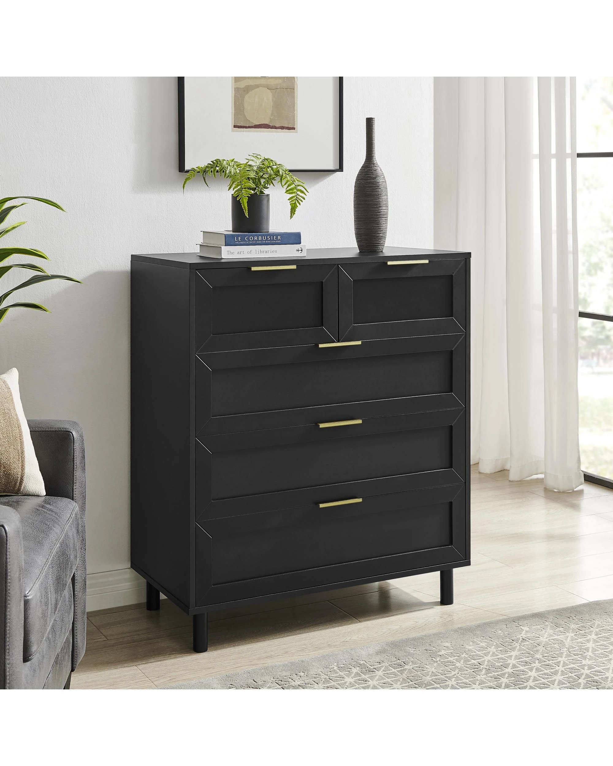 3 Kodu Tallboy Dresser Chest 5 Drawers - Black, 3 of 10