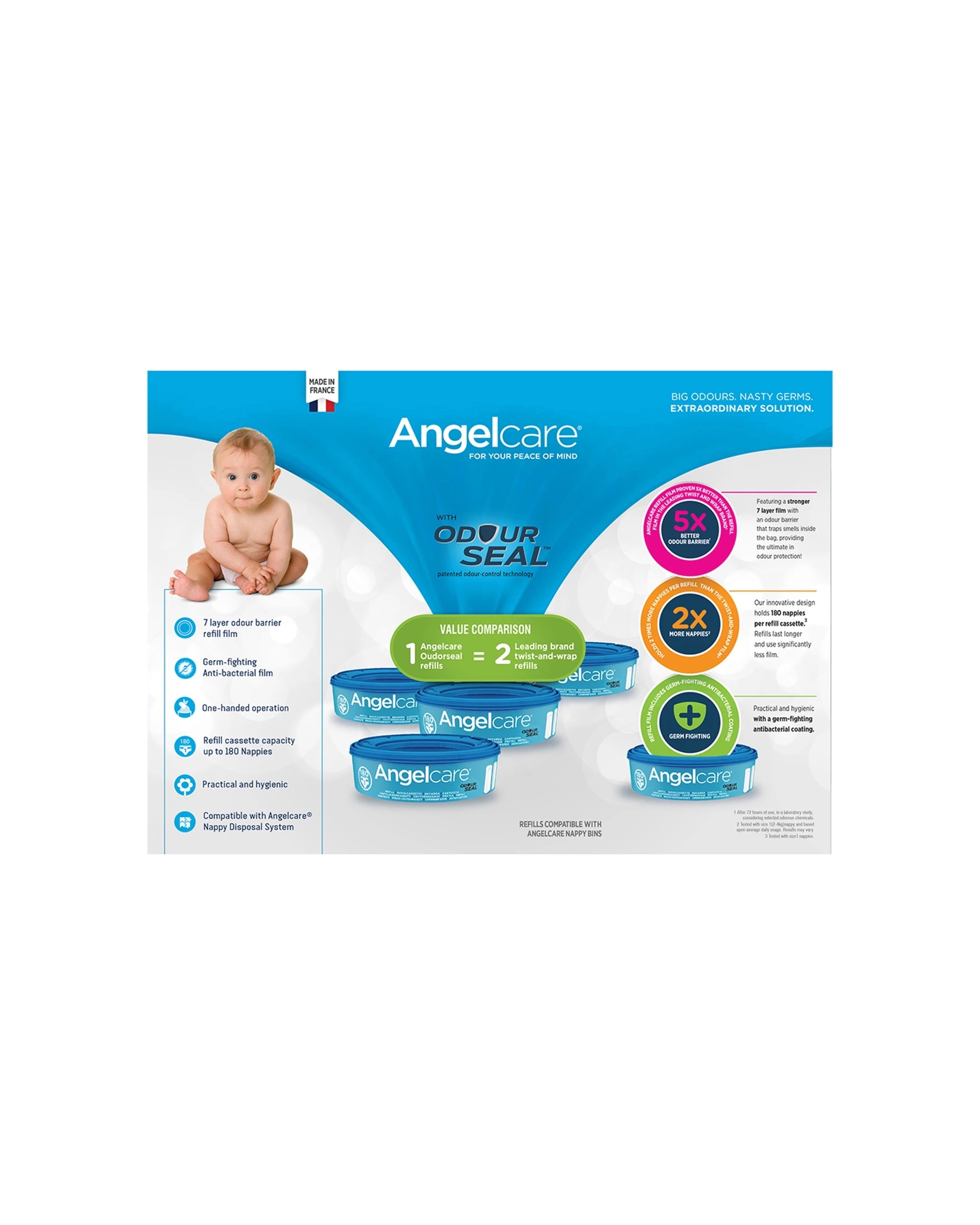 3 Angelcare Odour Seal Nappy Disposal System With 1 Refill Cassette Starter Kit
 - White, 3 of 9