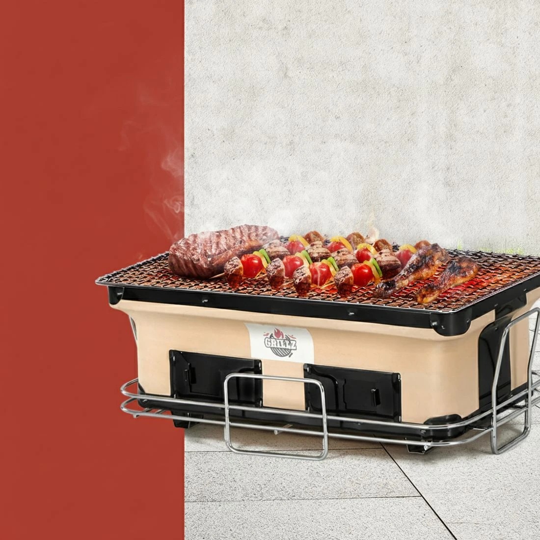 6 Grillz BBQ Grill Tabletop Smoker - Black, 6 of 6