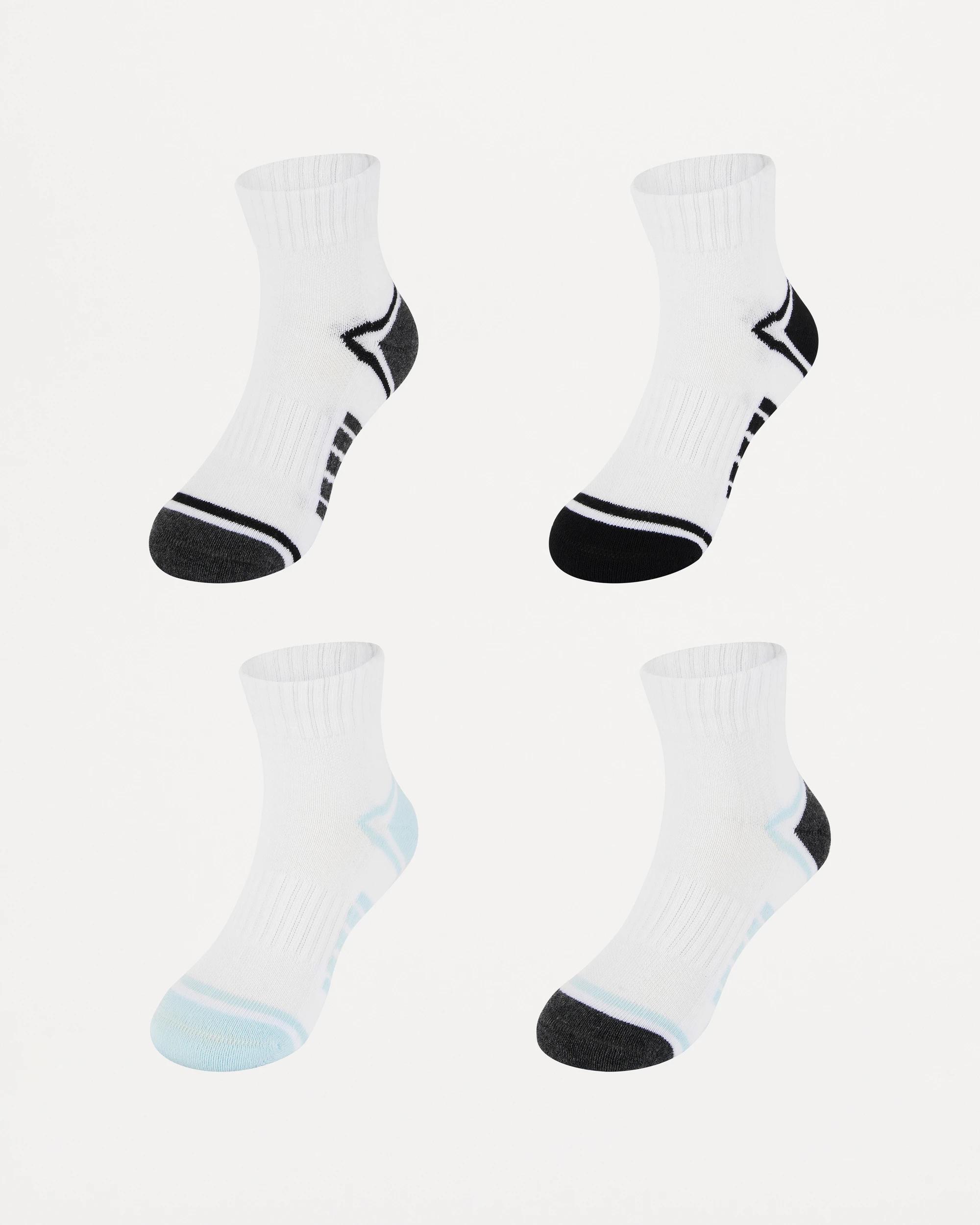 1 4 Pack Active Kids Quarter Crew Socks White/blue, 1 of 3