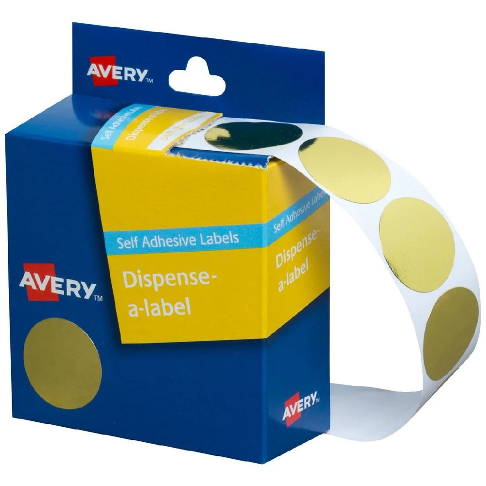 1 Avery Dispenser Labels Circle 24mm Gold 250 Pack, 1 of 2
