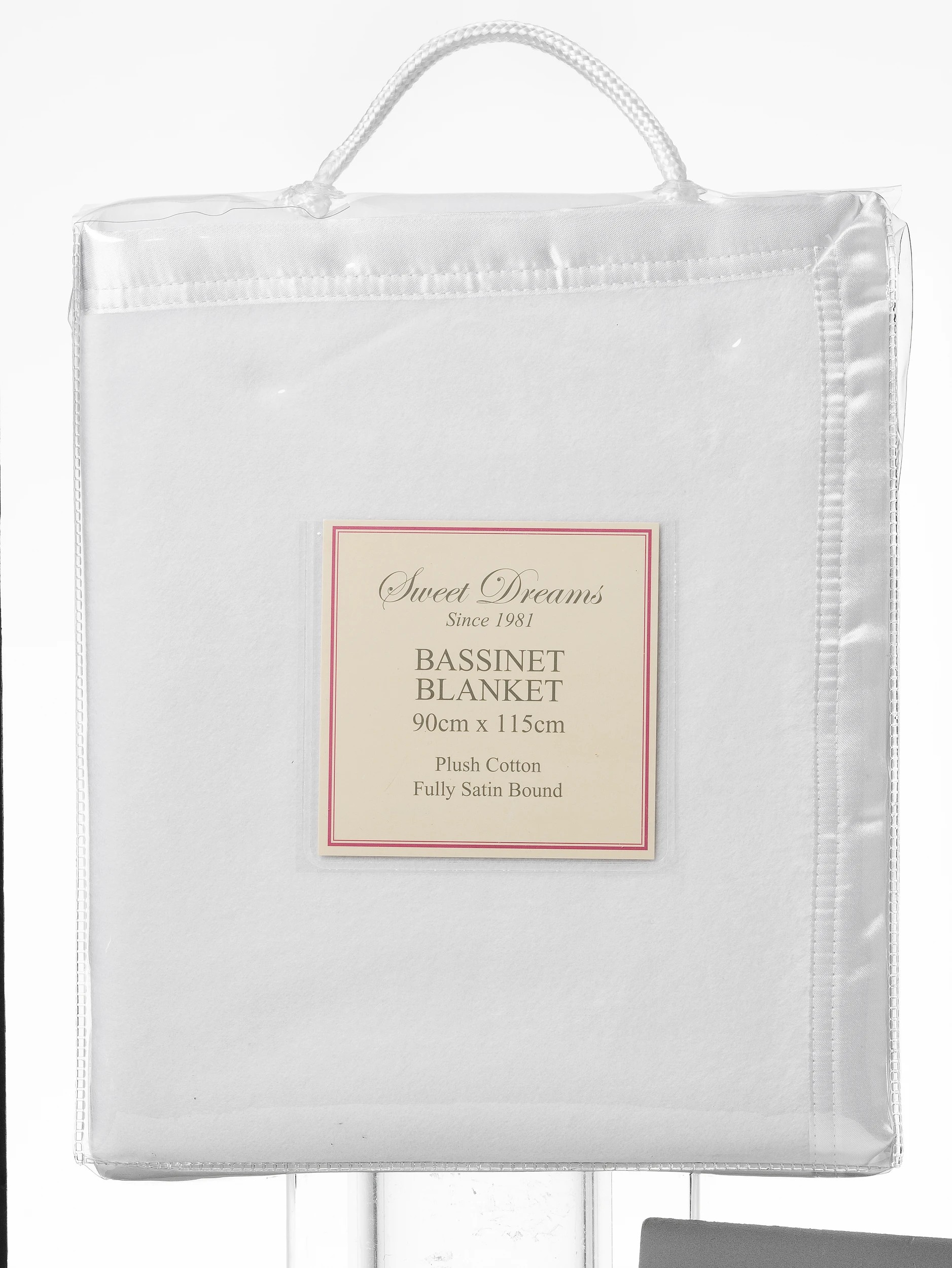 1 Sweet Dreams Bassinet Cotton Fleece Blanket White, 1 of 3